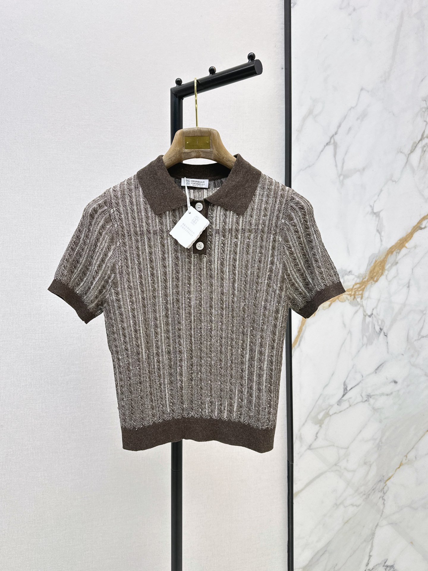Brun 26ss hollow knit polo