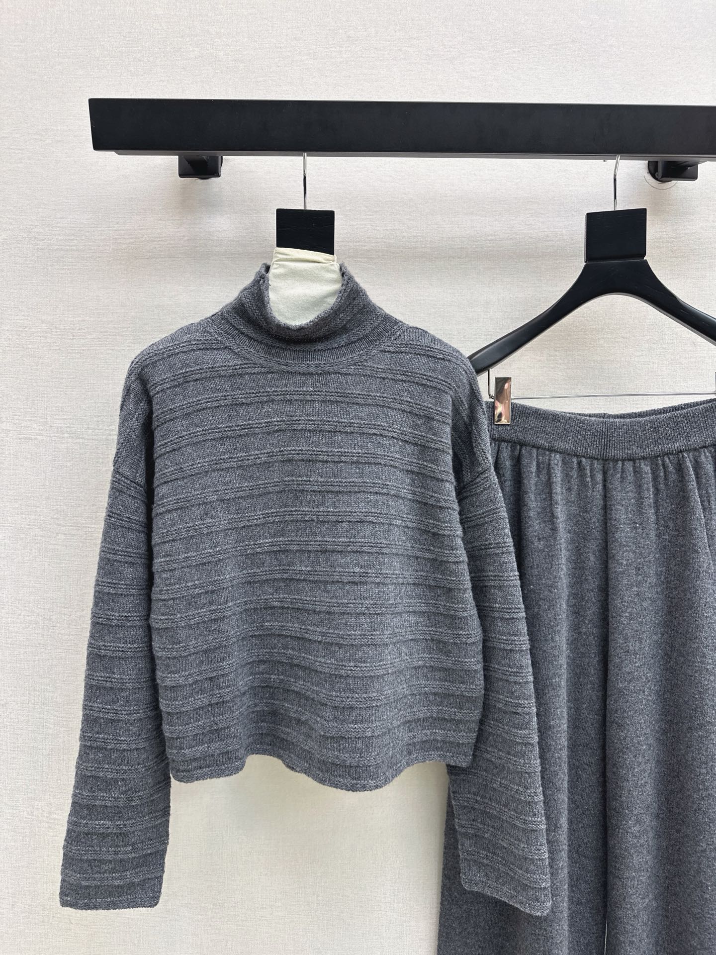 Max 25fw knit suit high neck sweater straight pants outfit sets