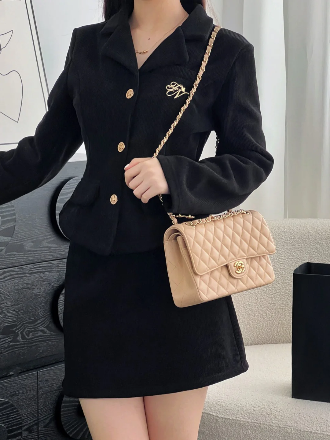 Chan cf25 chain shoulder bag