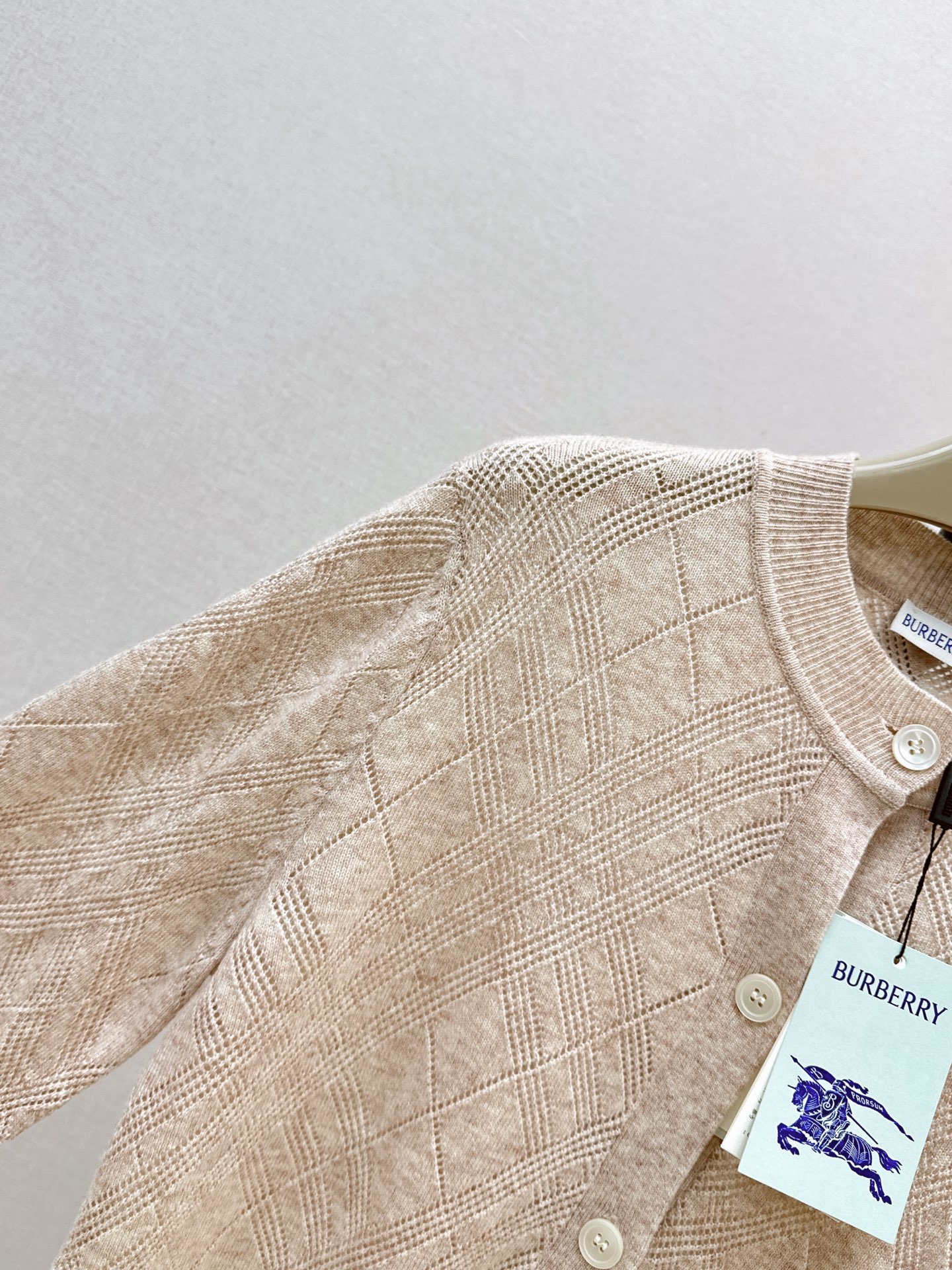 Bur 26ss check jacquard knit cardigan