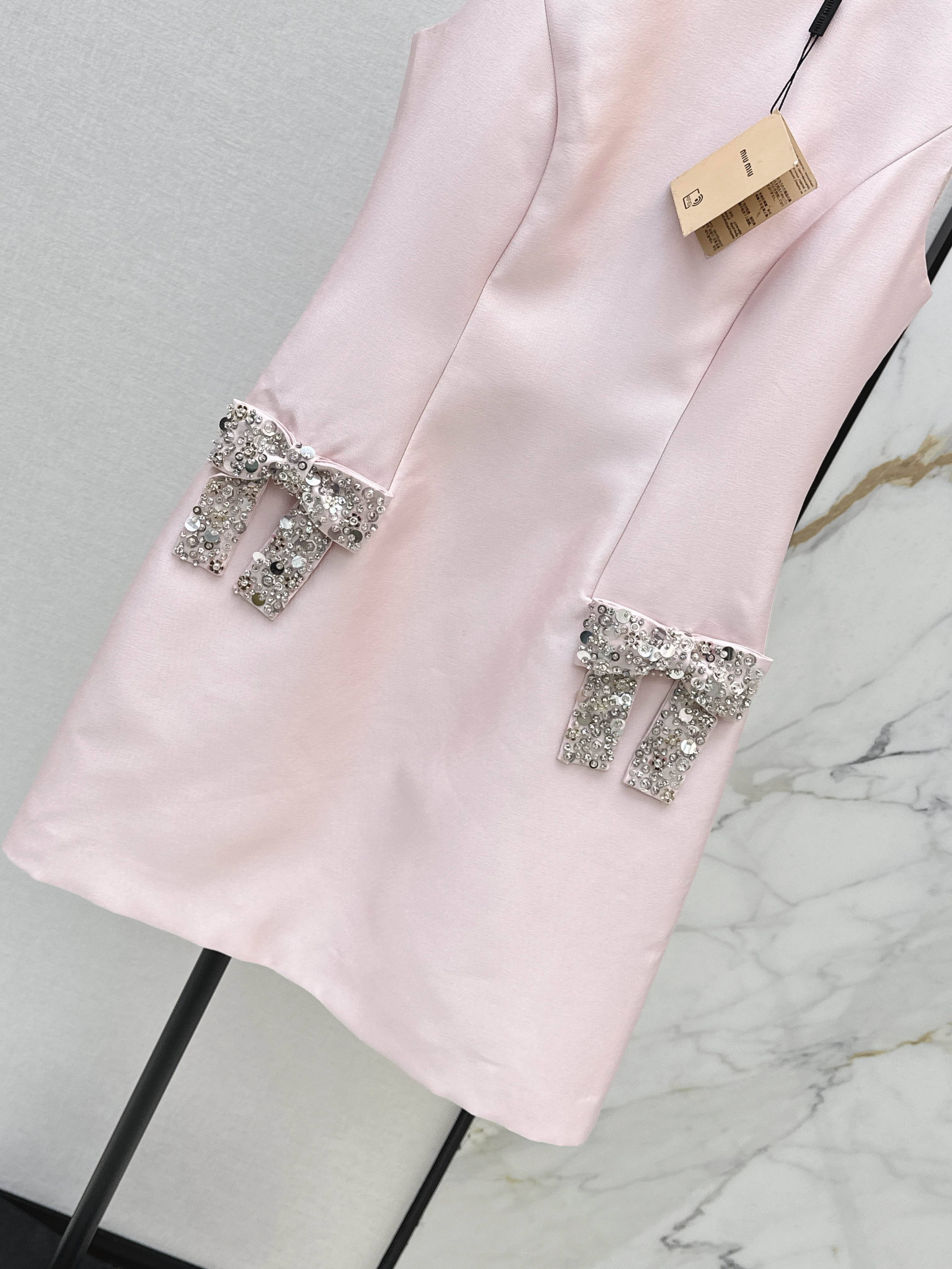 Miu 26ss rhinestone sleeveless dress