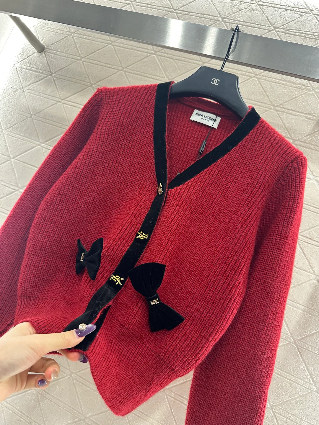 Saint 25fw bow knit cardiagn