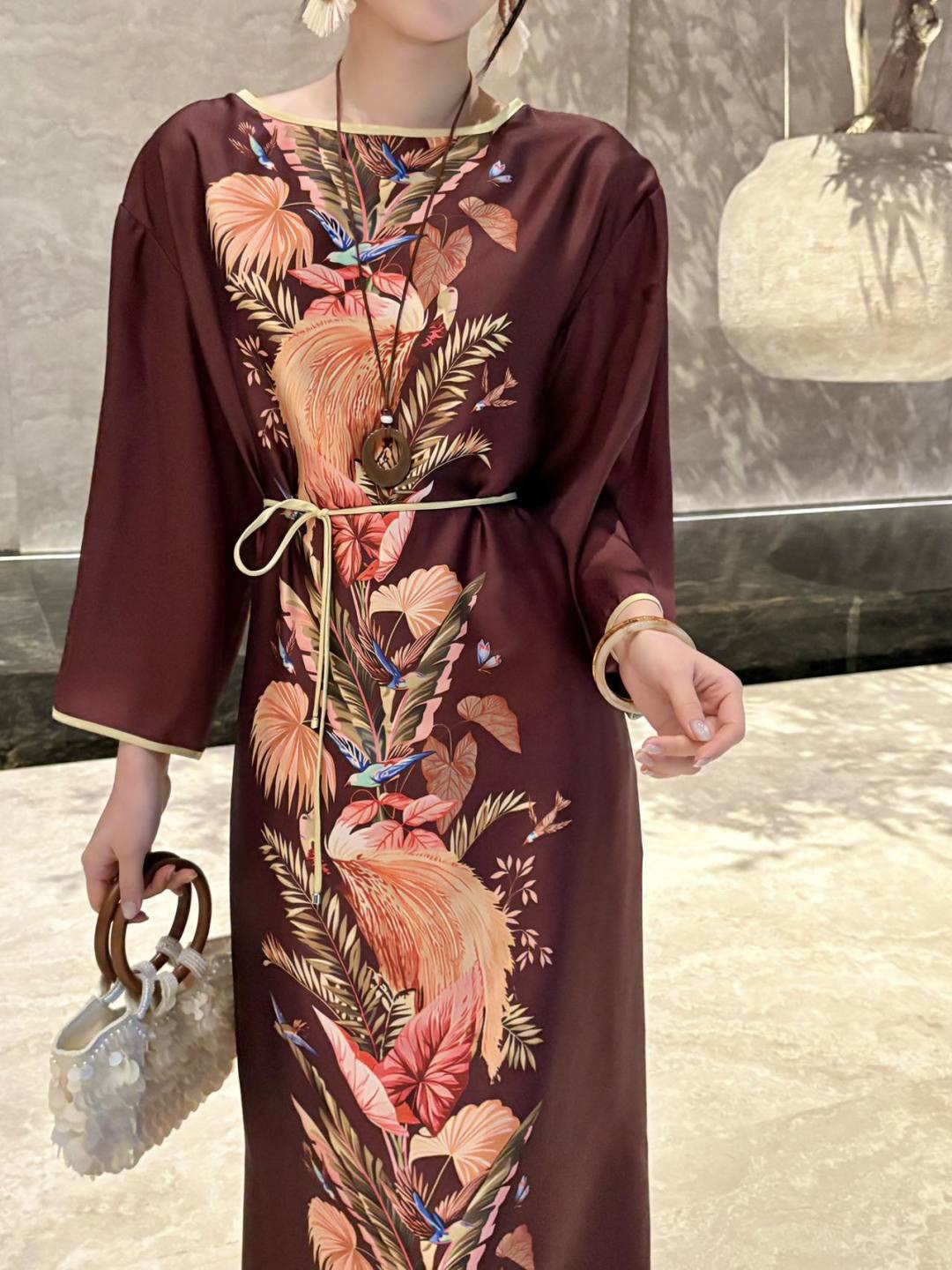 Guc 26ss print silk dress