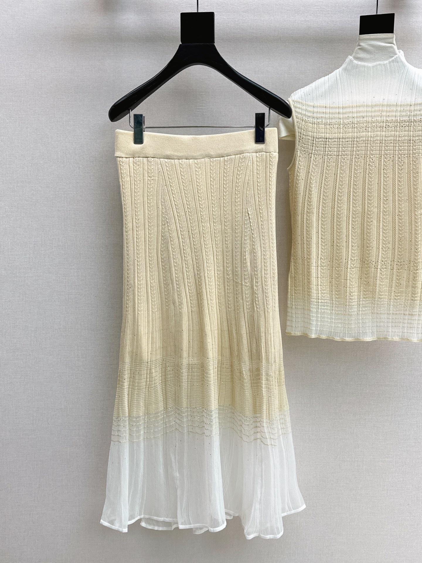 Chan 26ss sleeveless knit vest skirt set