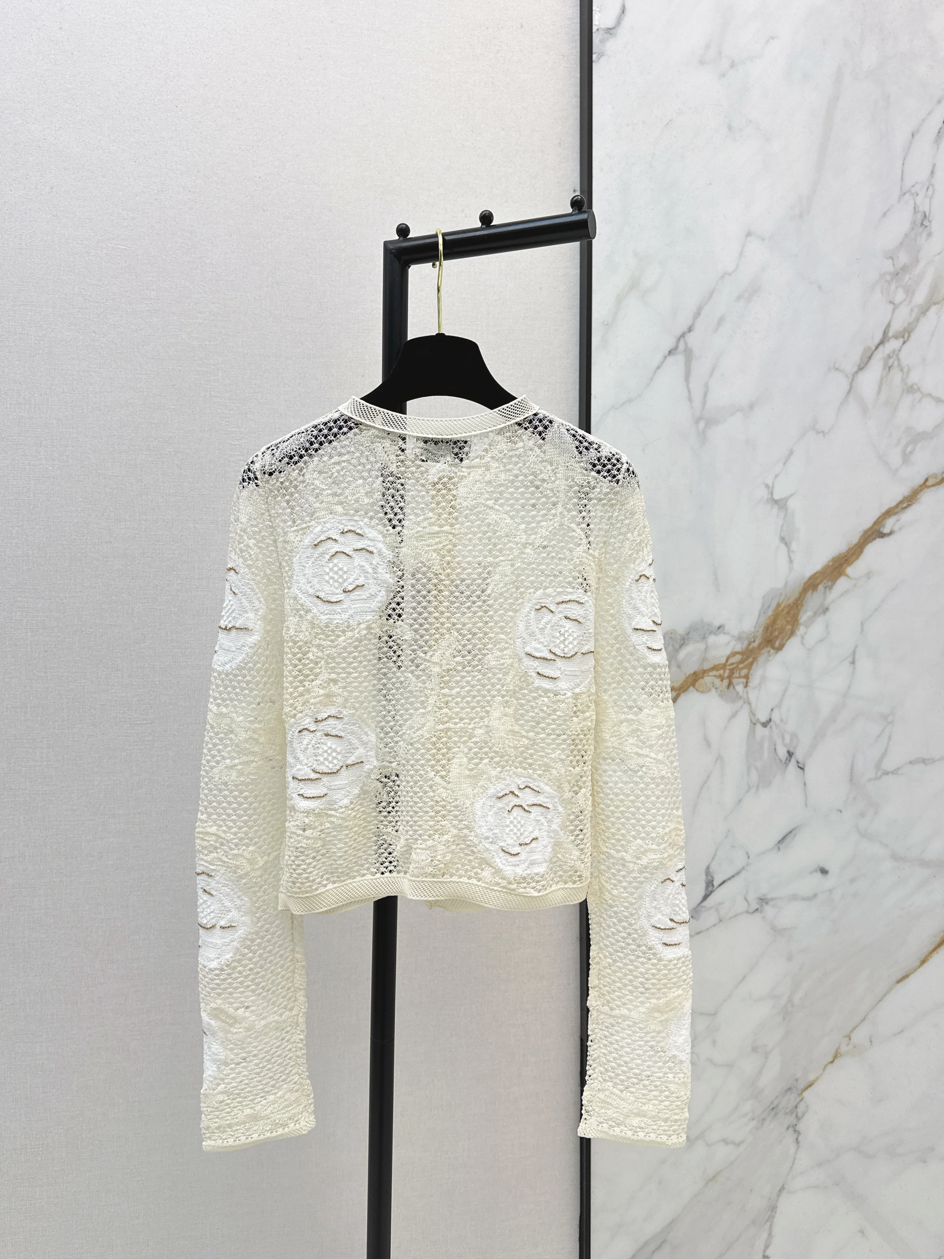 Chan 26ss lace 3d flower cardigan