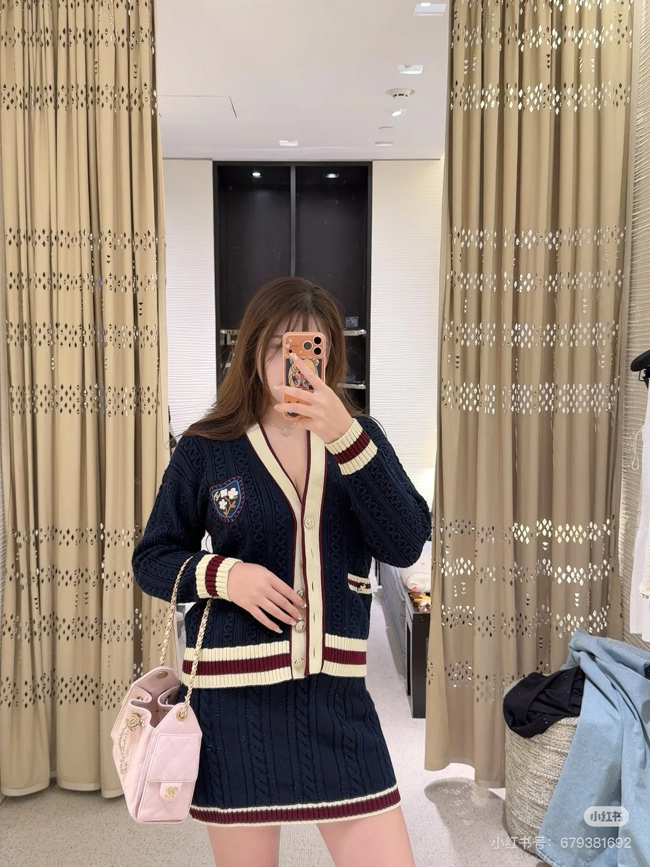 Chan 26ss cable cardigan skirts set