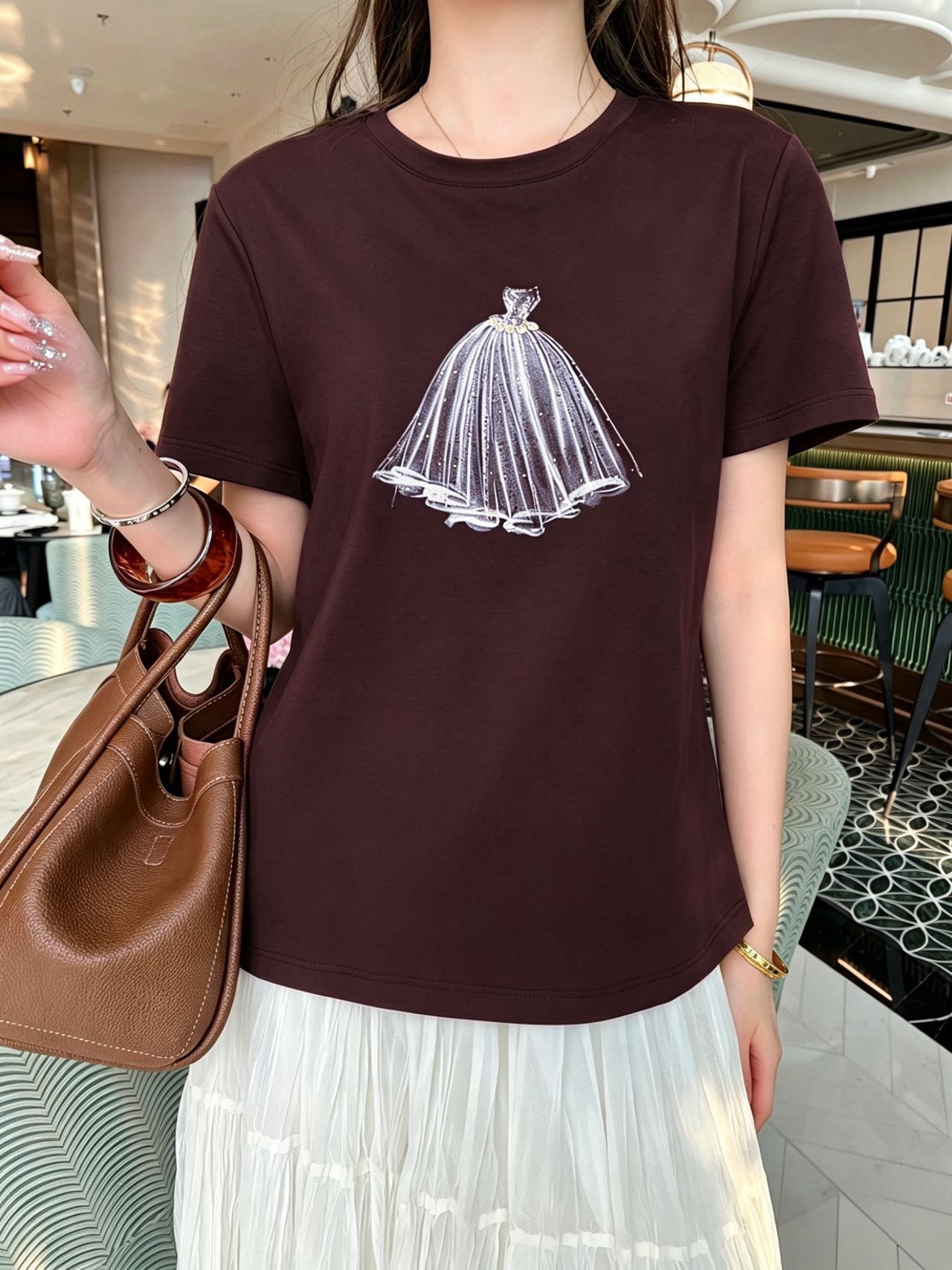 Chan 26ss beading print t-shirt