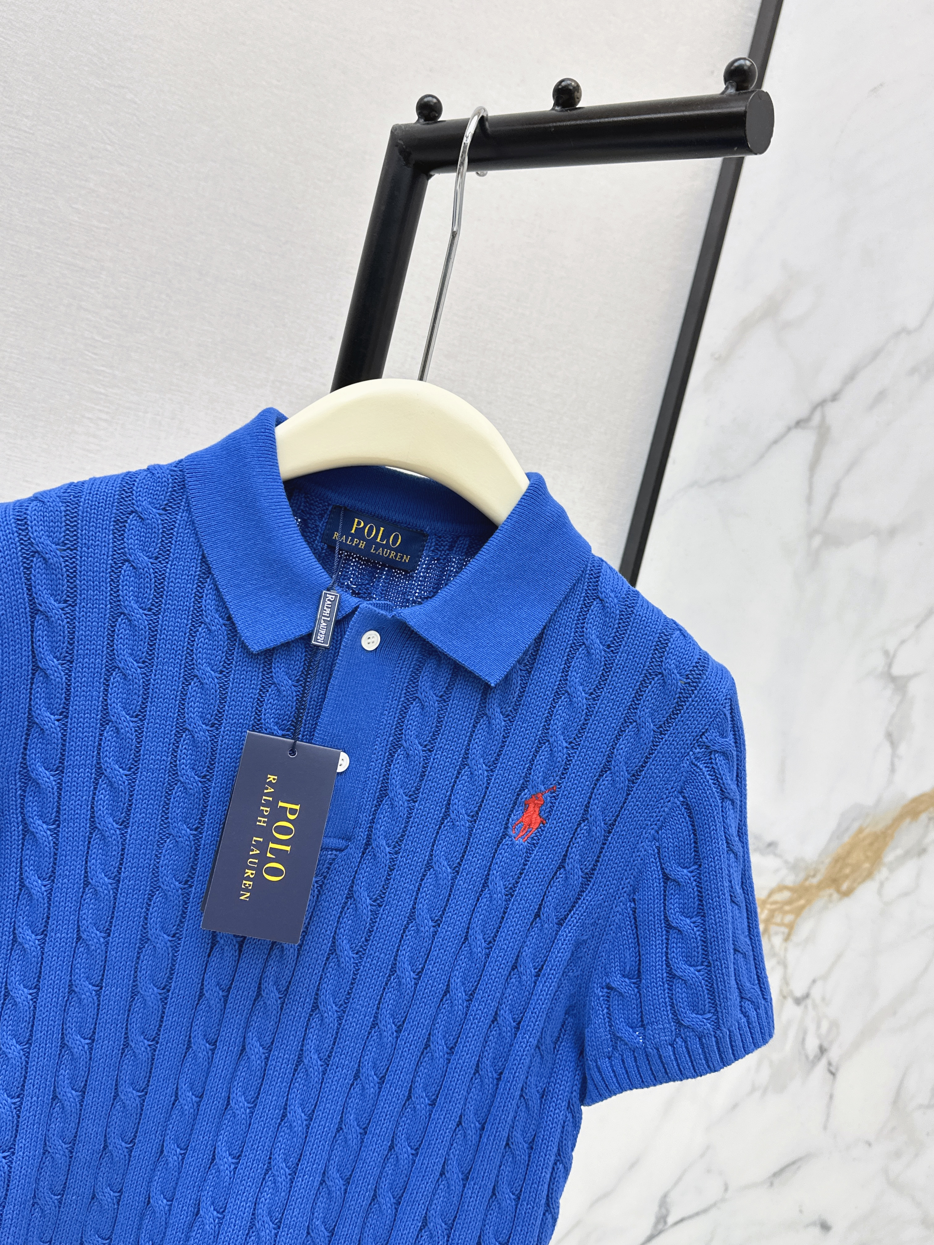 Ralp 26ss cable polo knit top