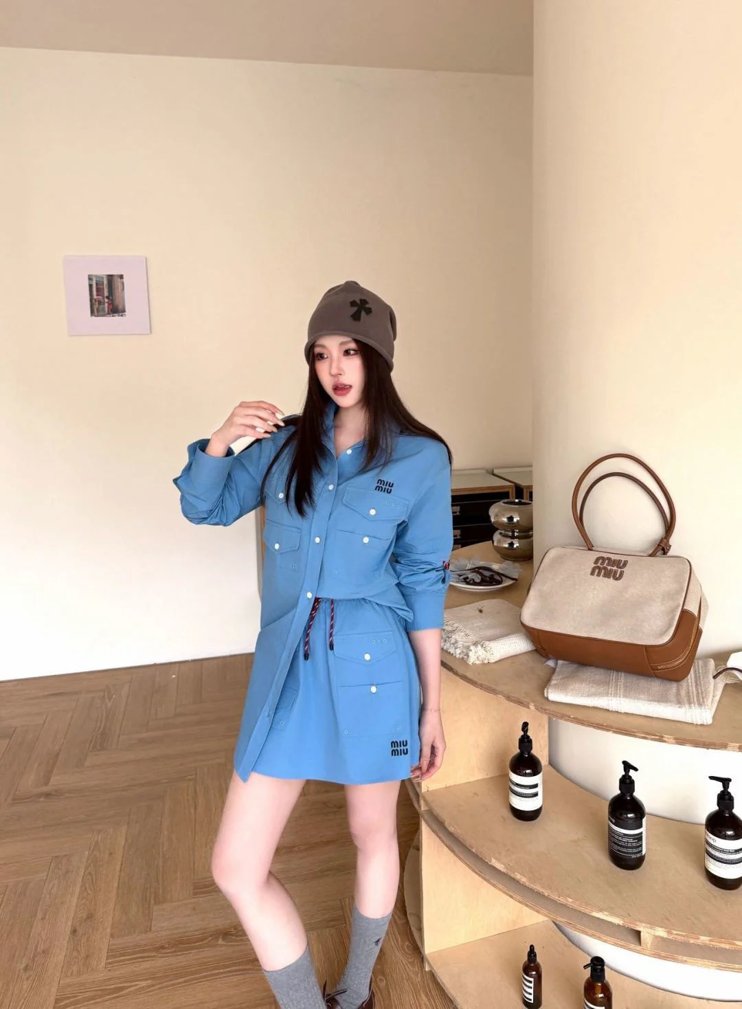 Miu 26ss embroidery shirts dress