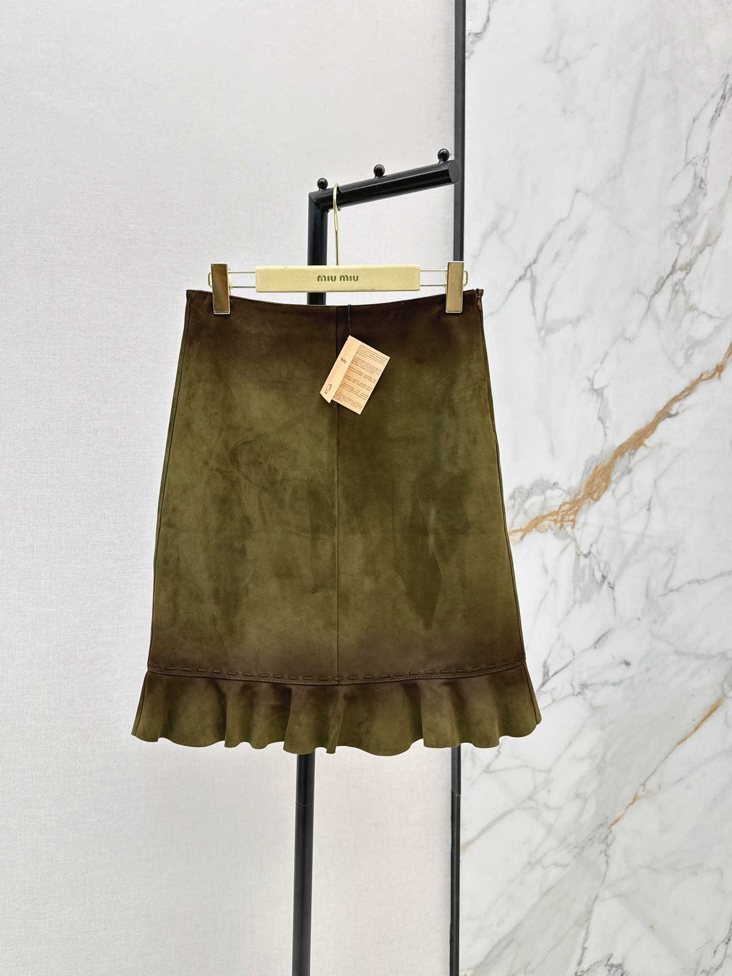 Miu 26ss suede leather skirt