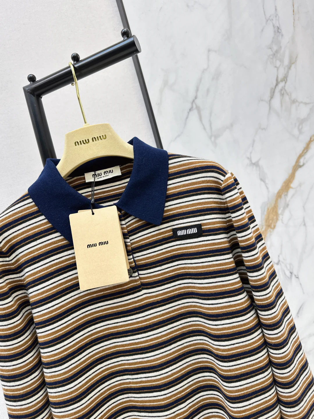 Miu 26ss stripe polo shirts