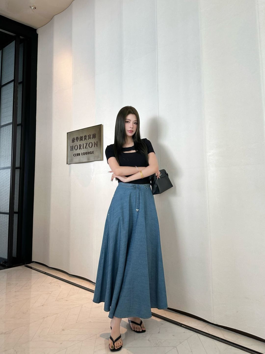 CD 26ss pleated denim skirt