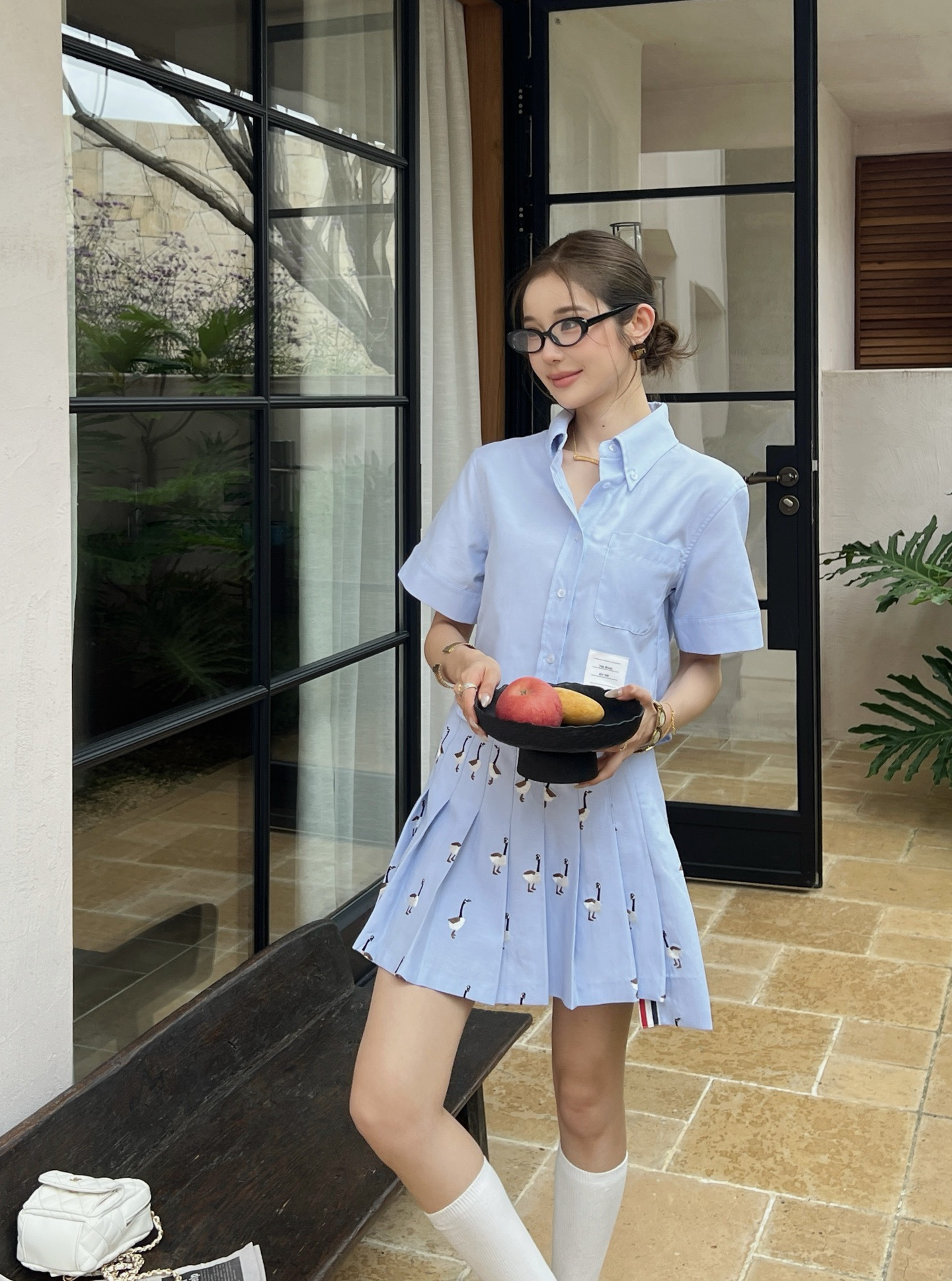Thom 26ss shirt embroidery skirt set