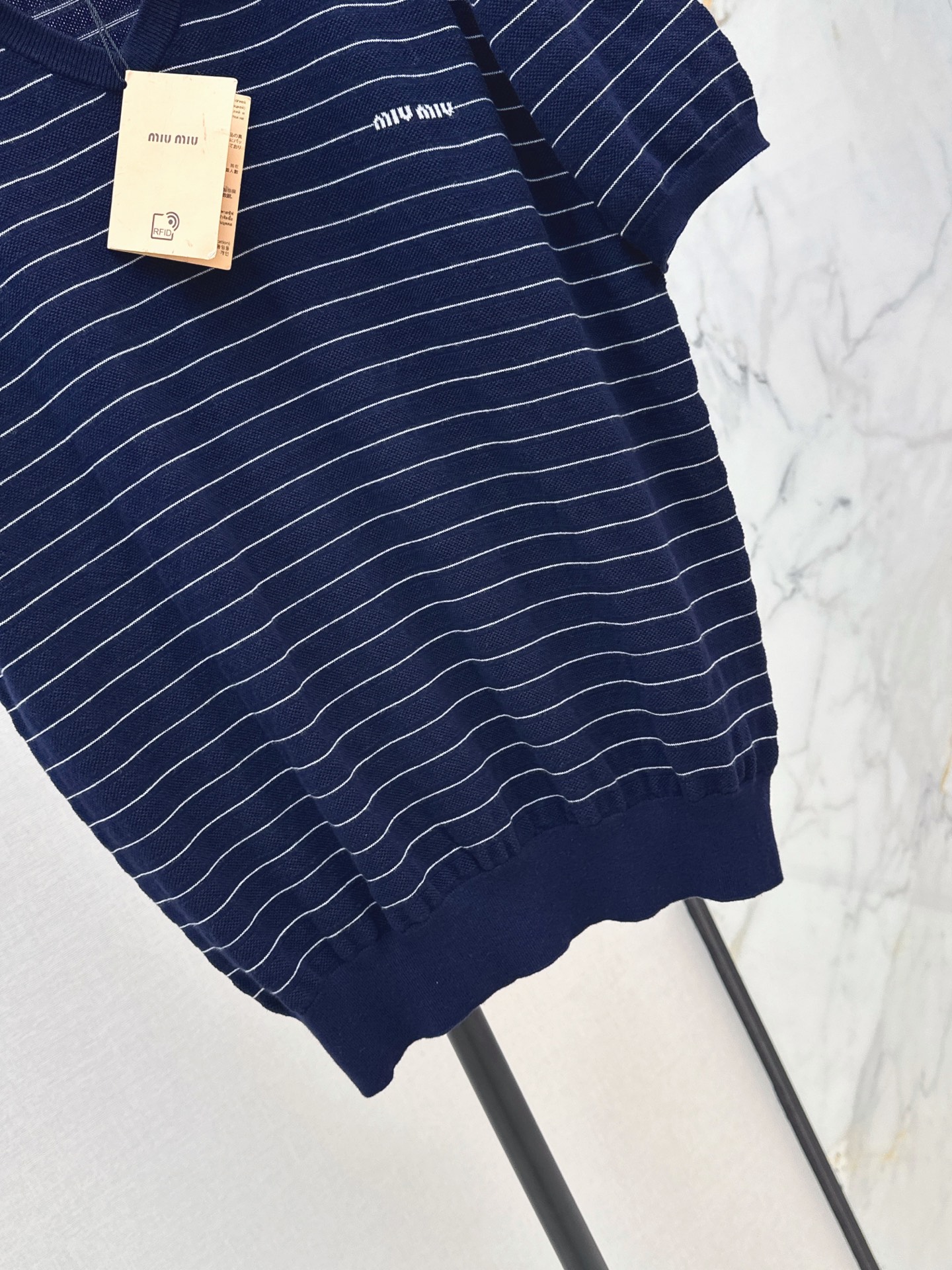 Miu 26ss stripe polo shirt