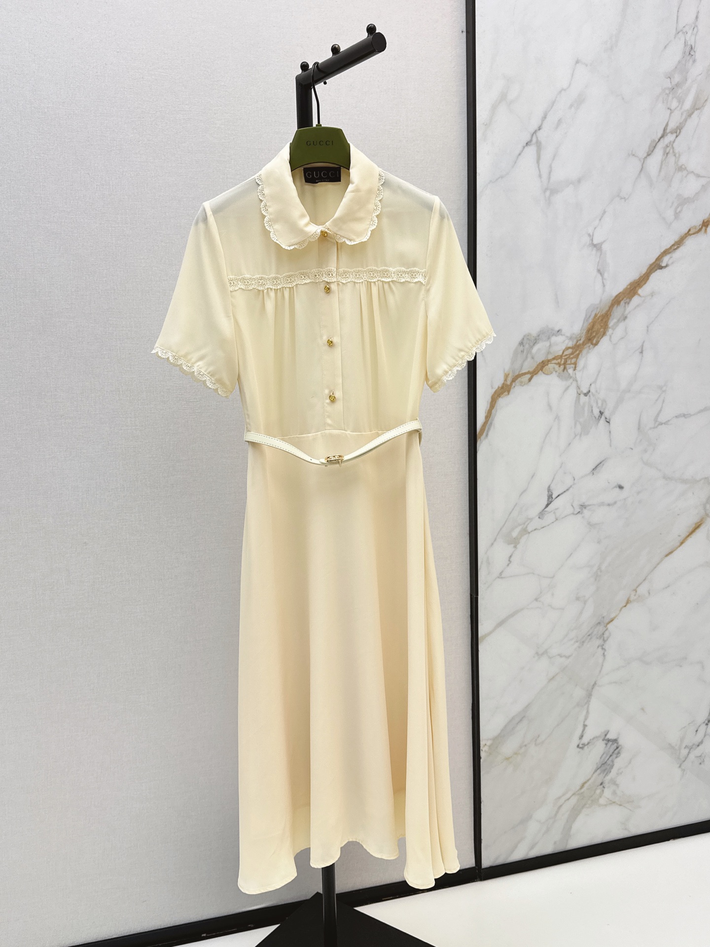 Guc 26ss lace trim dress