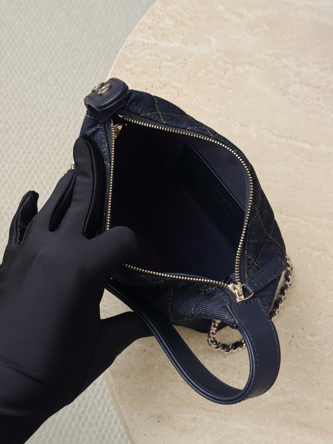 Chan 26P denim vinity case bag