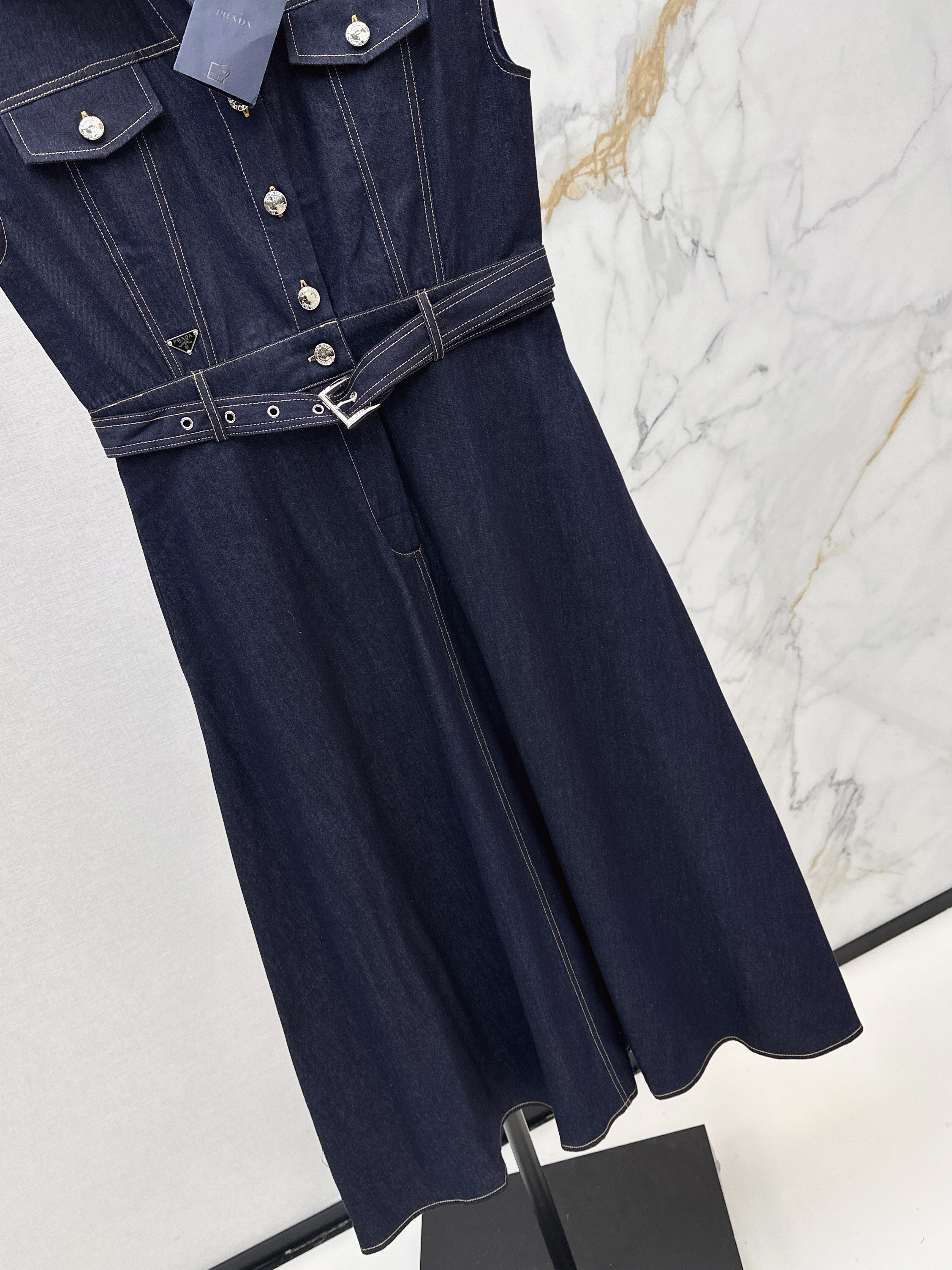 Pra 26ss denim sleeveless dress
