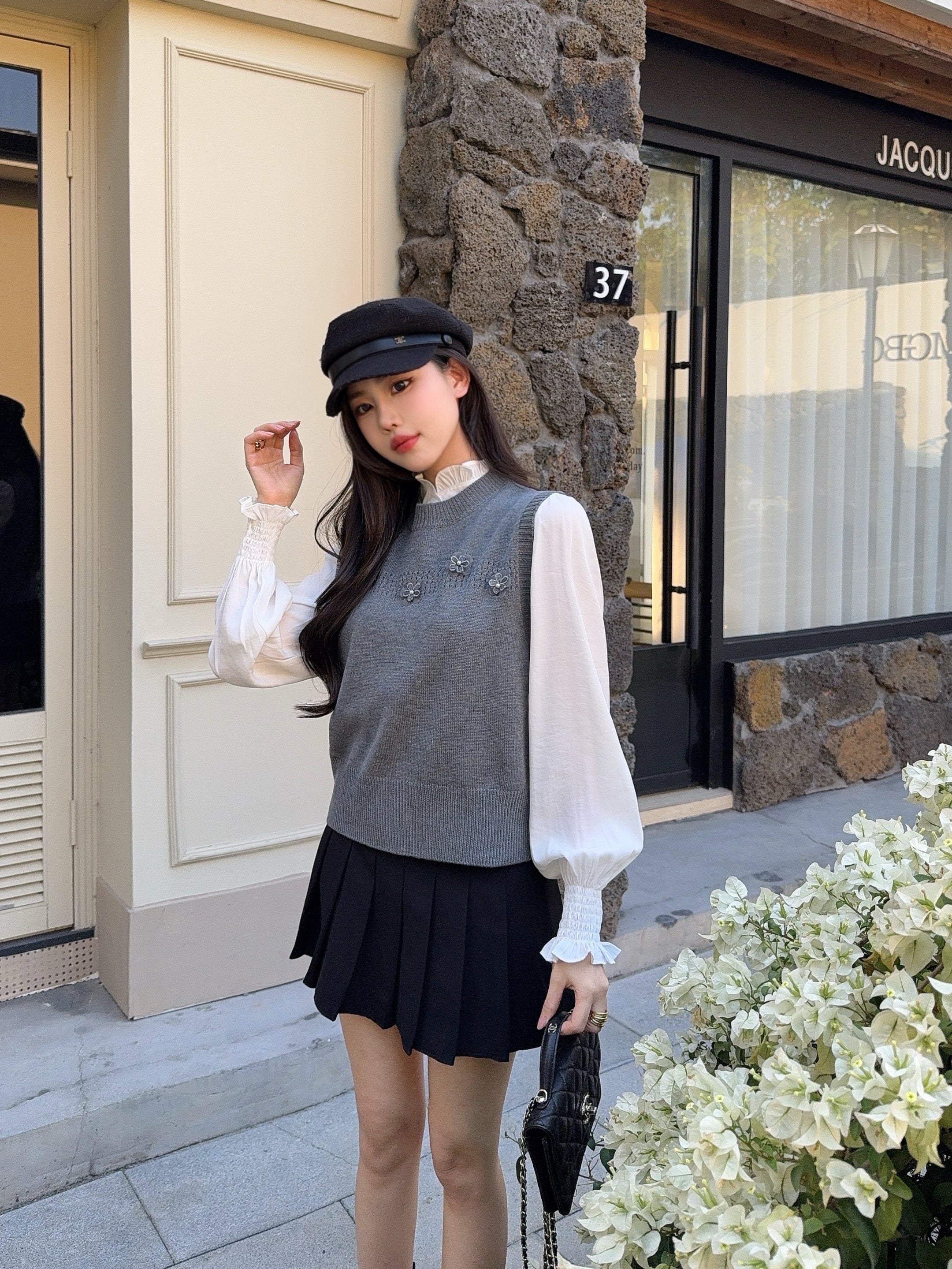 Chan 26ss elegant shirts knit vest