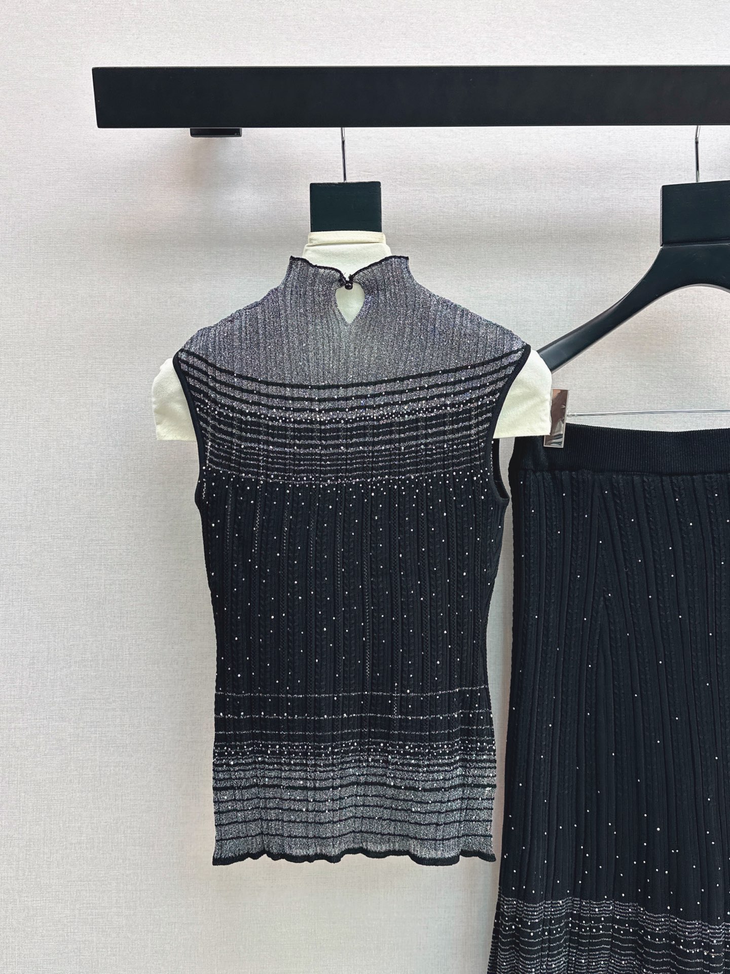 Chan 26ss sleeveless knit vest skirt set