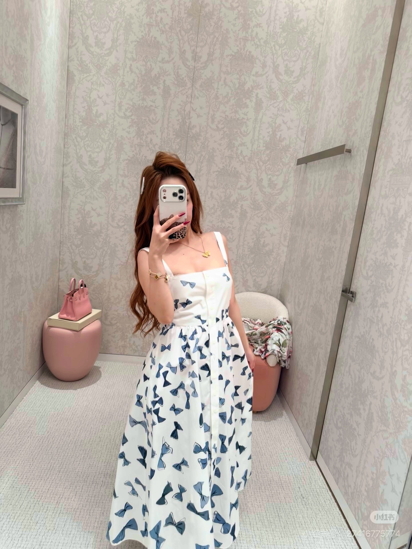 CD 26ss bow print silp dress