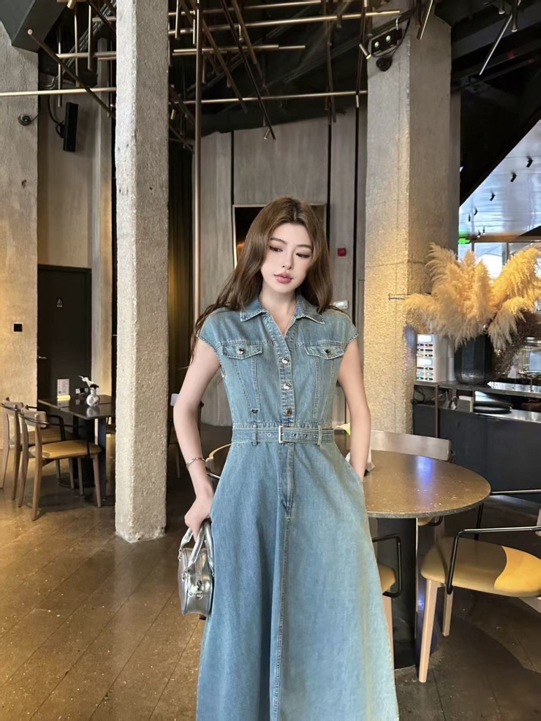 Pra 26ss denim sleeveless dress
