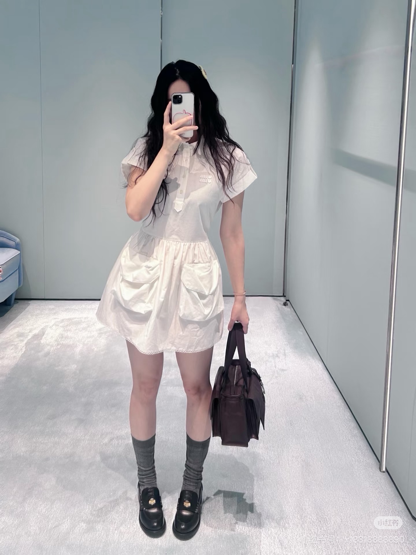 Miu 26ss cargo pocket shirt dress