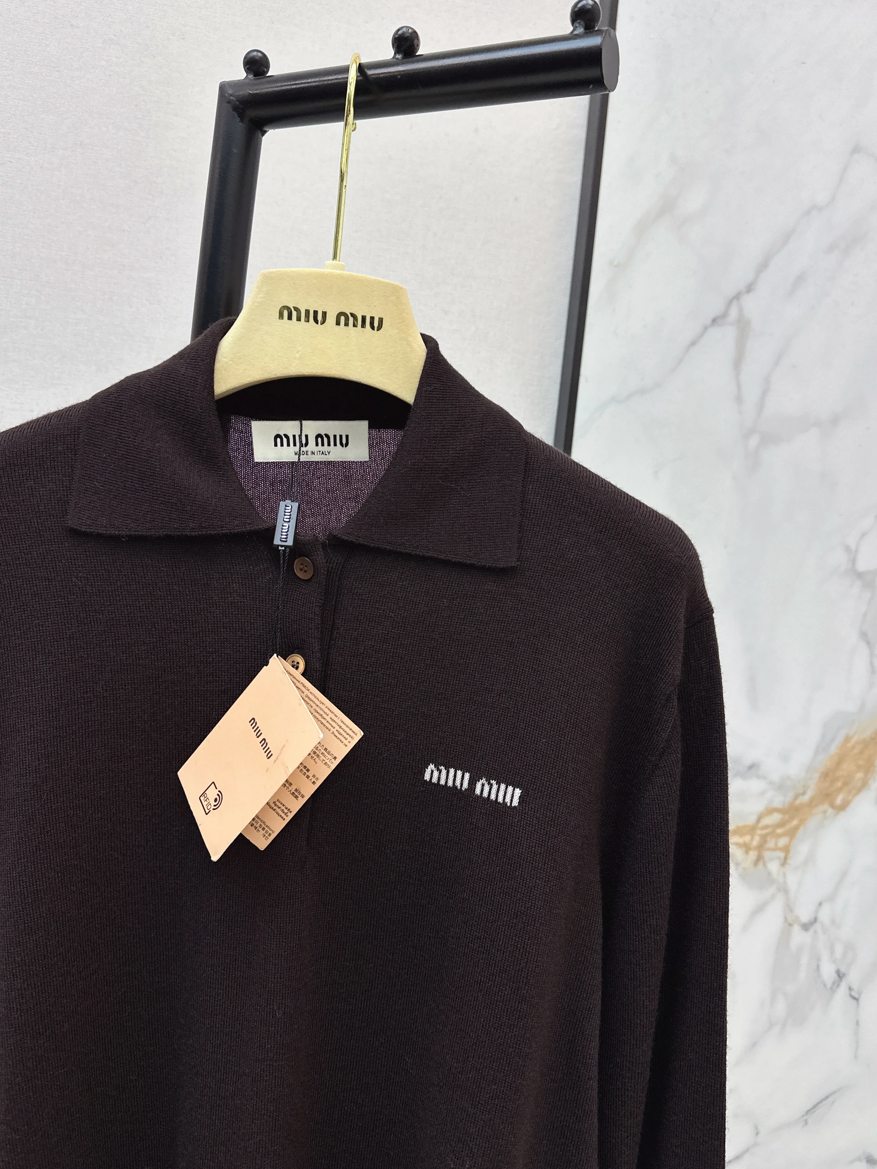 Miu 26ss jacquard polo sweater