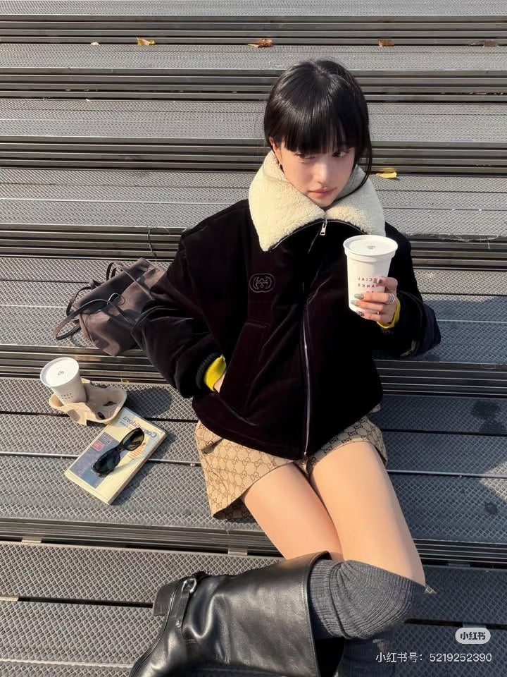 Gucc 25fw velvet down jacket