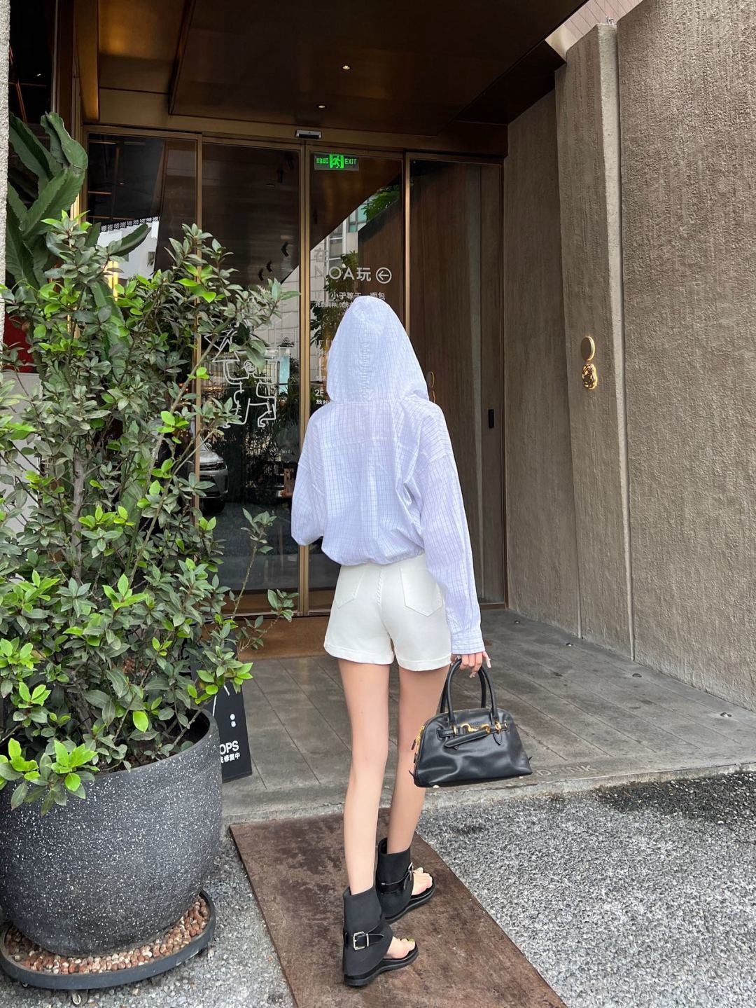 Miu 26ss check hodded jacket