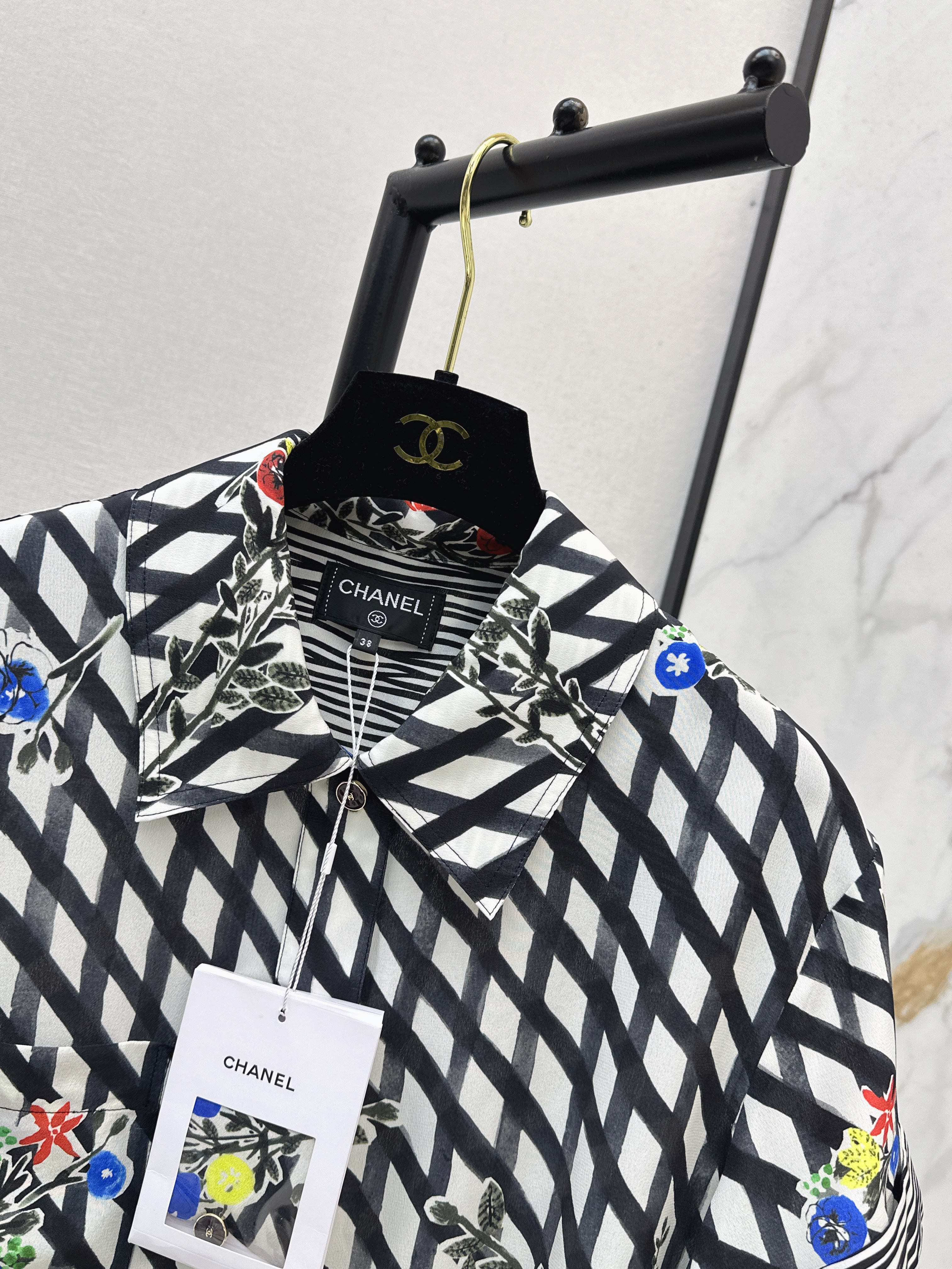 Chan 26ss check print shirt