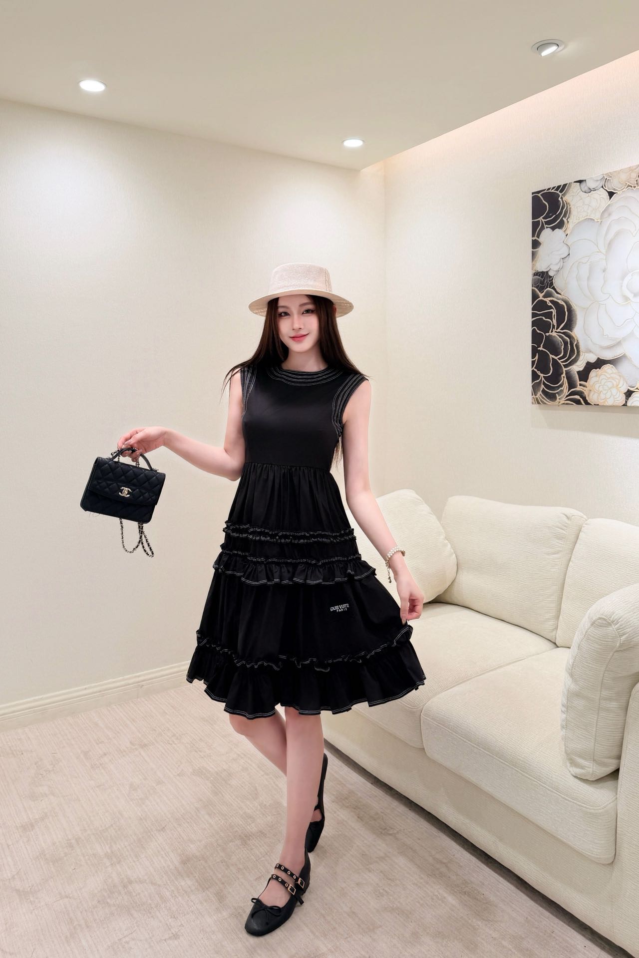 Loui 26ss ruffle sleeveless dress