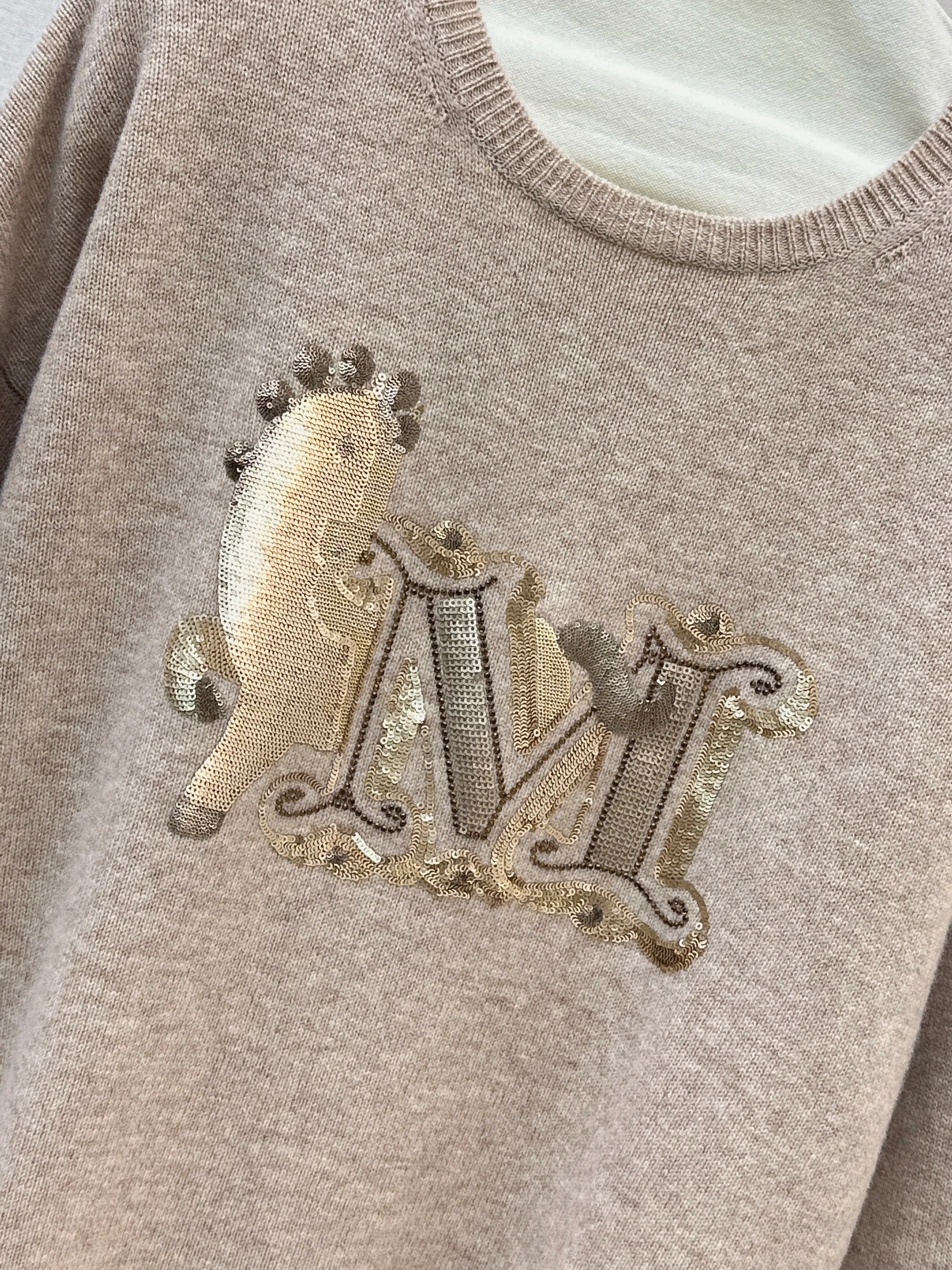 Max 26ss embroidery rhinestone sweater