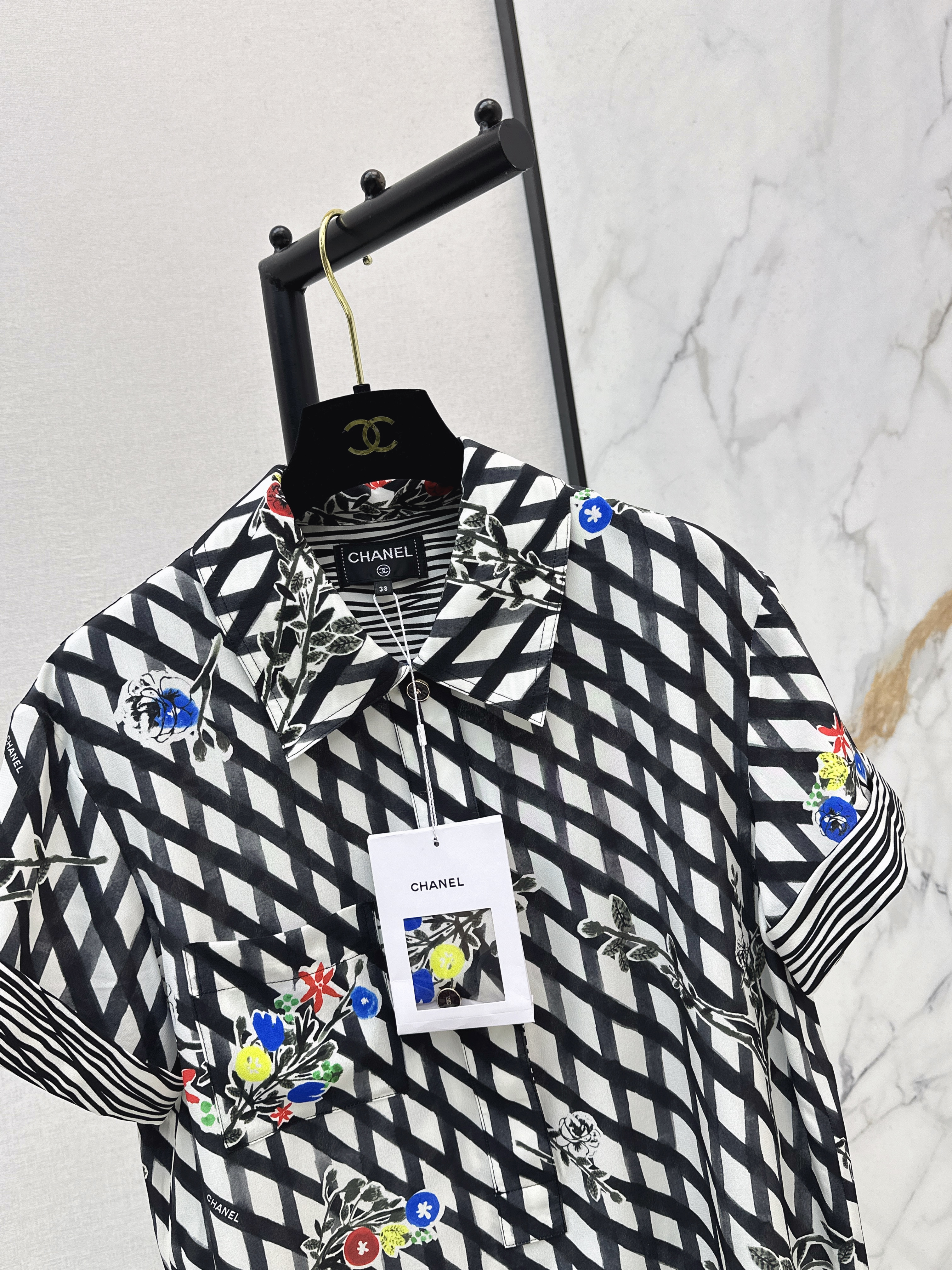Chan 26ss check print shirt