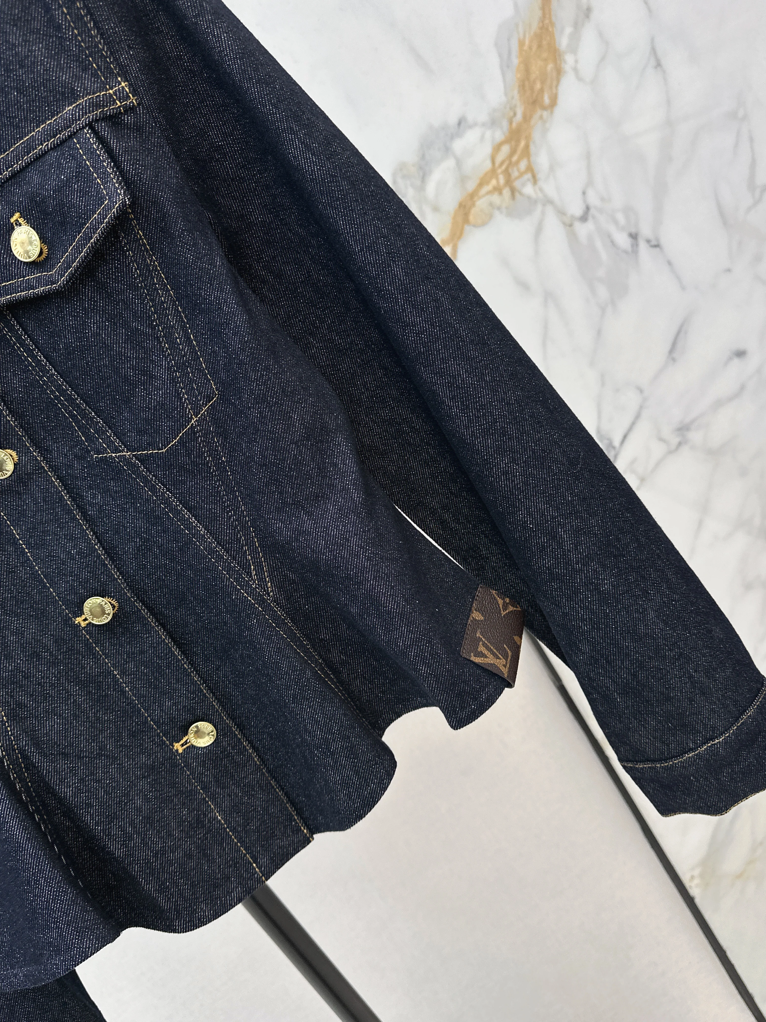 Louis 26ss cinched-waist denim jacket