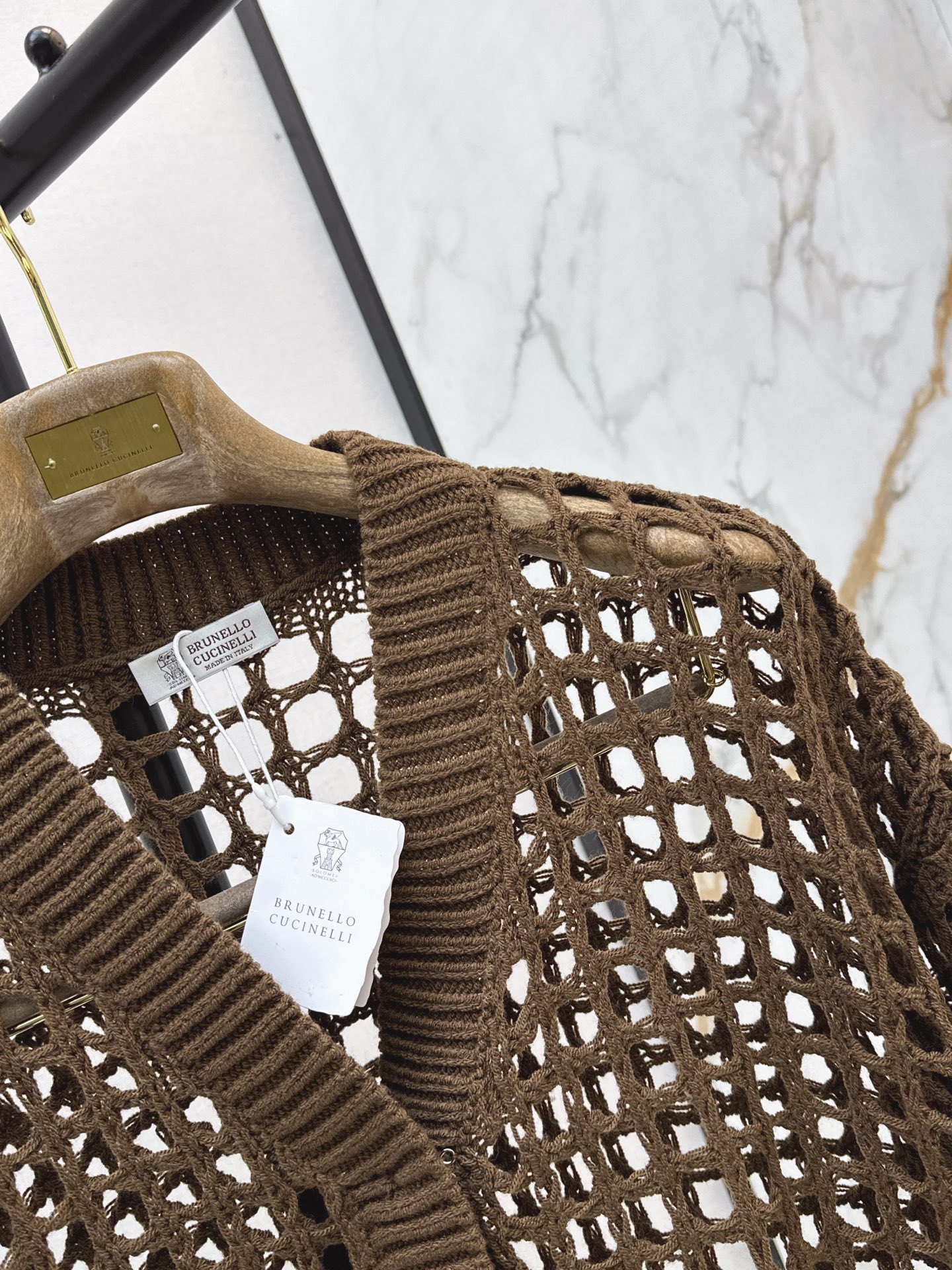 Brun 26ss hollow knit cardigan