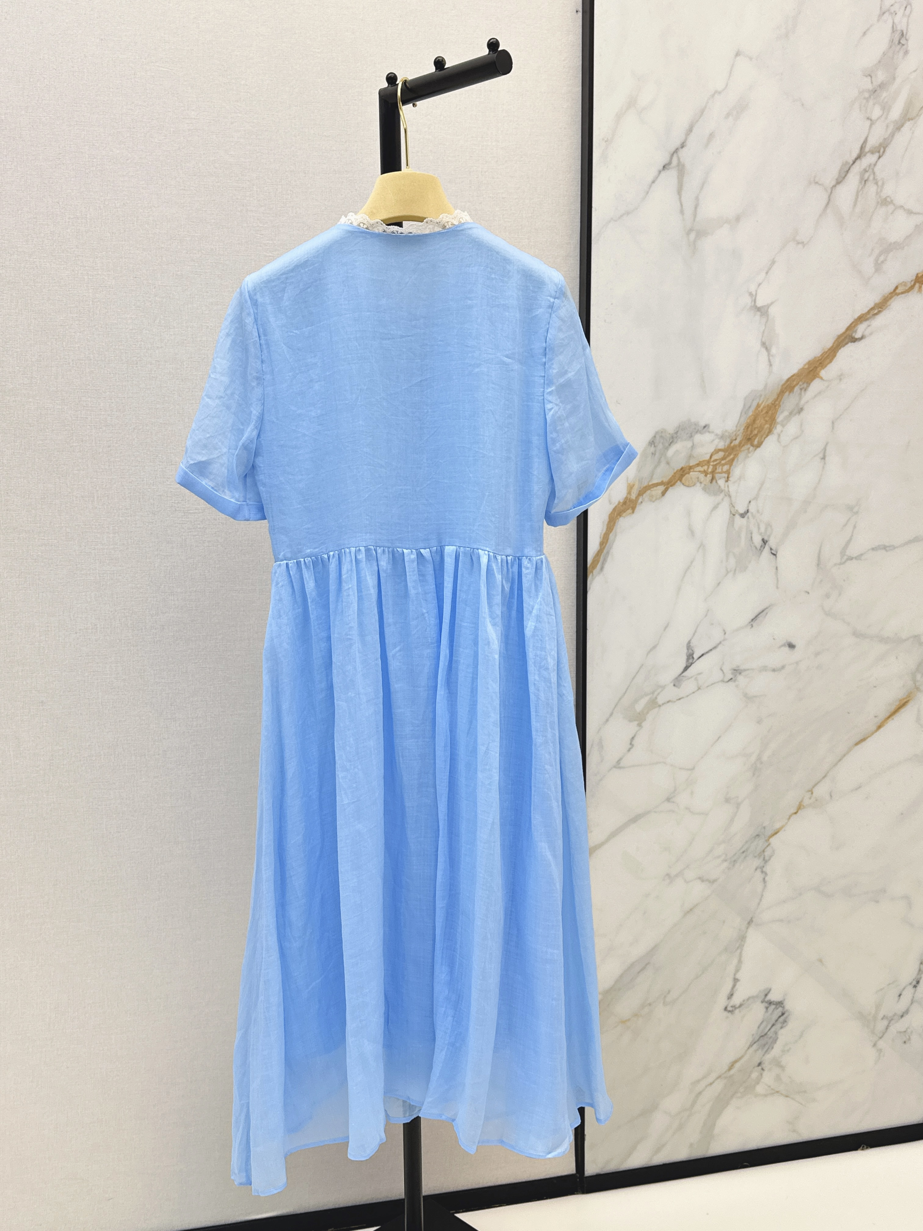 Miu 26ss lace-trim dress