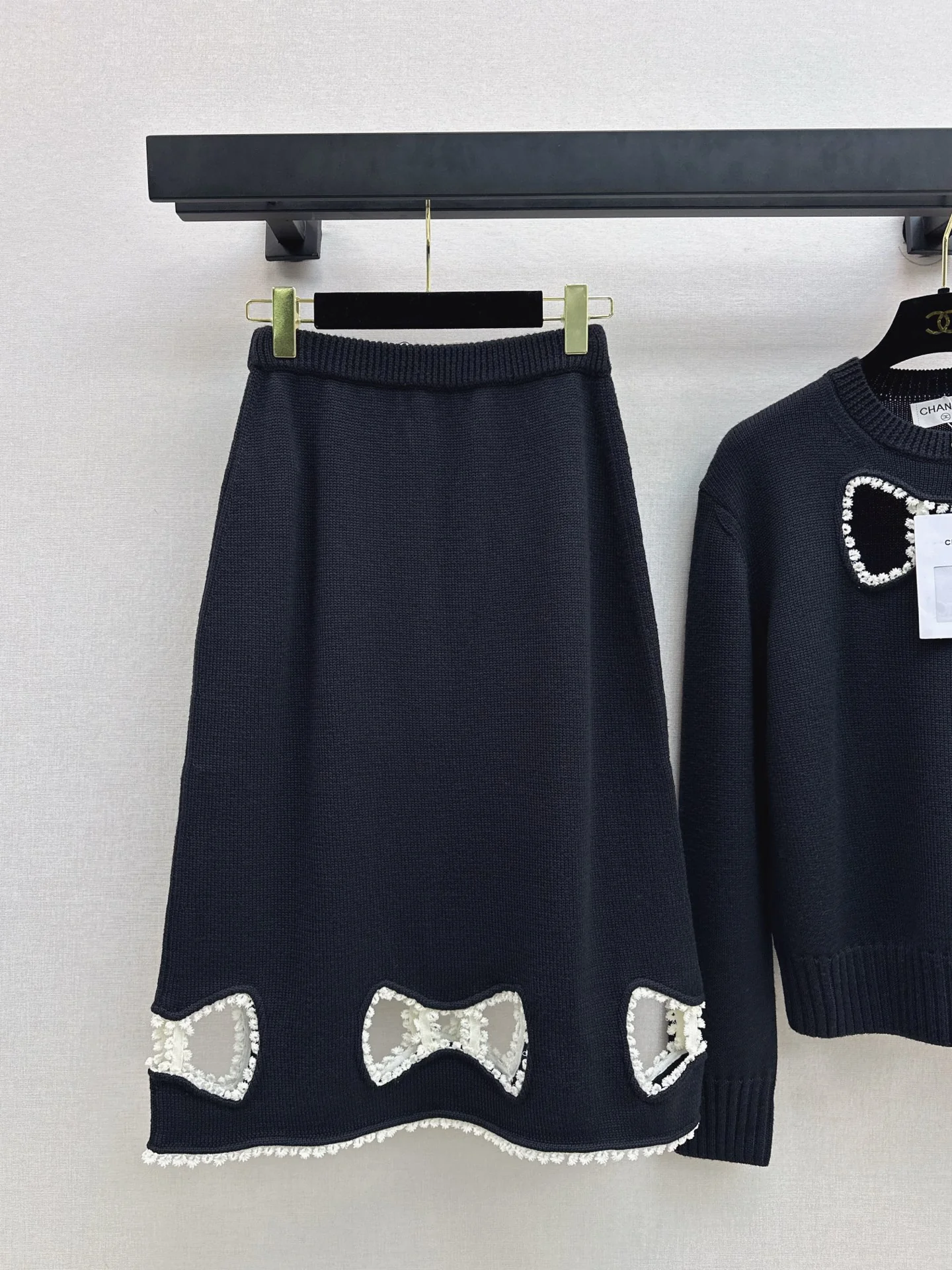 Chan 26ss wool hollow bow suit