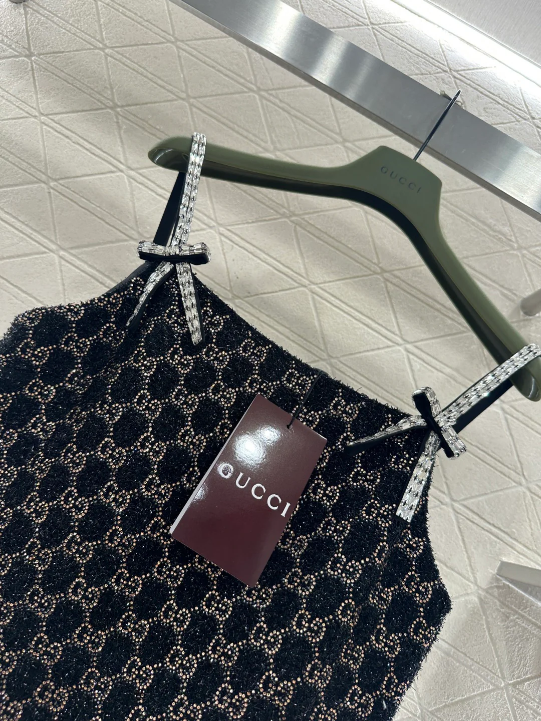 Gucc 26ss rhinestones dress