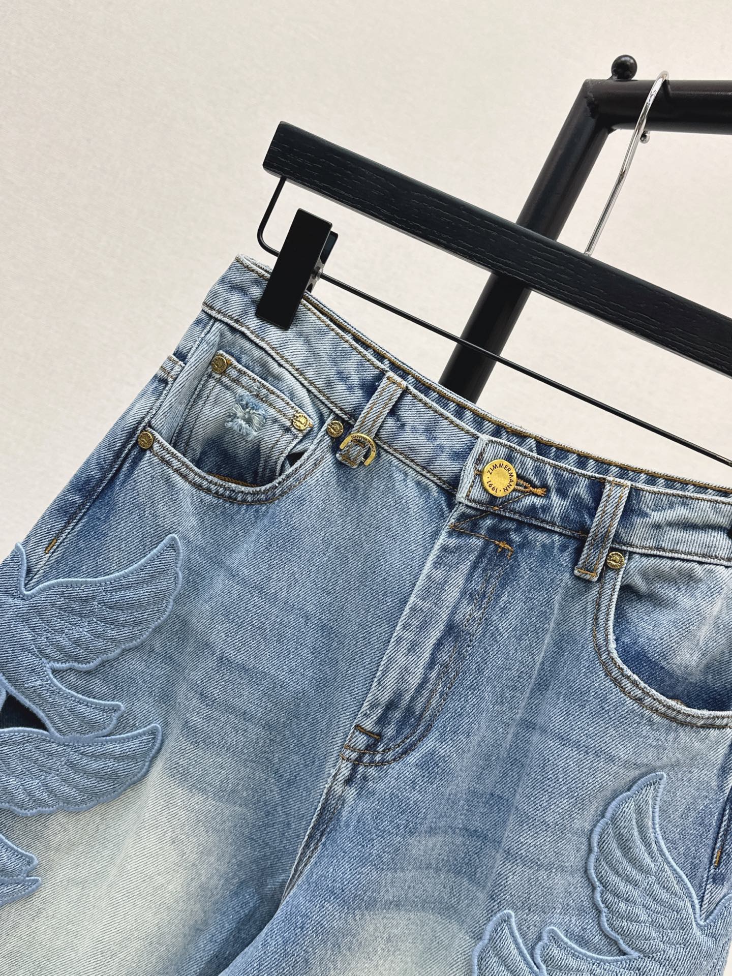 Zimm 26ss hollow embroidery jeans