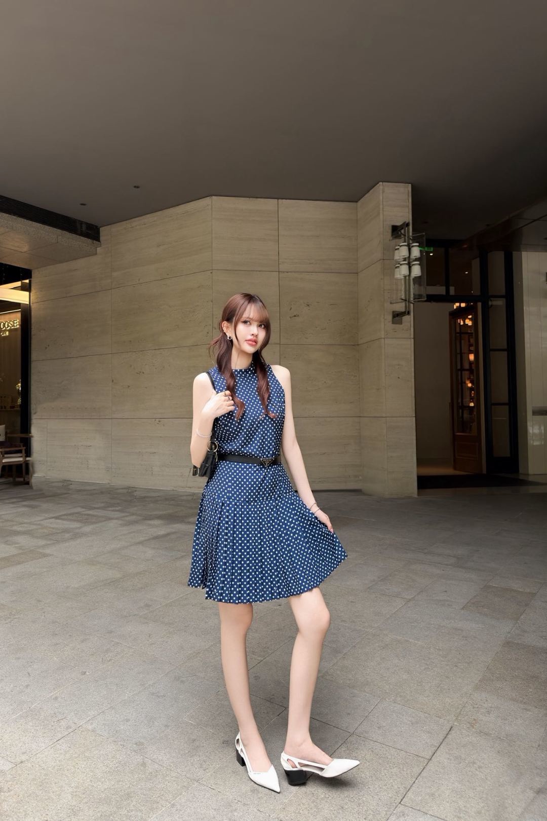 Pra 26ss polk dot sleeveless dress