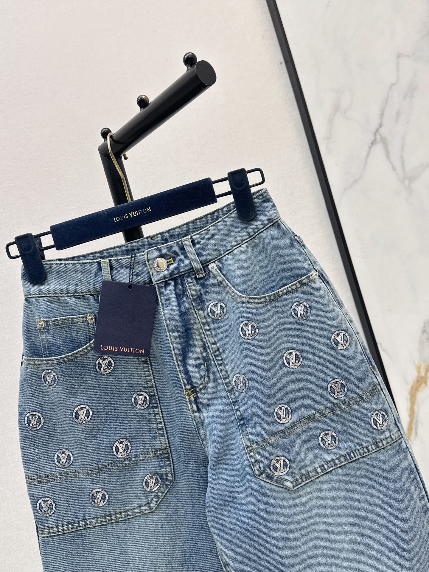 Loui 26ss embroidery sequin jeans
