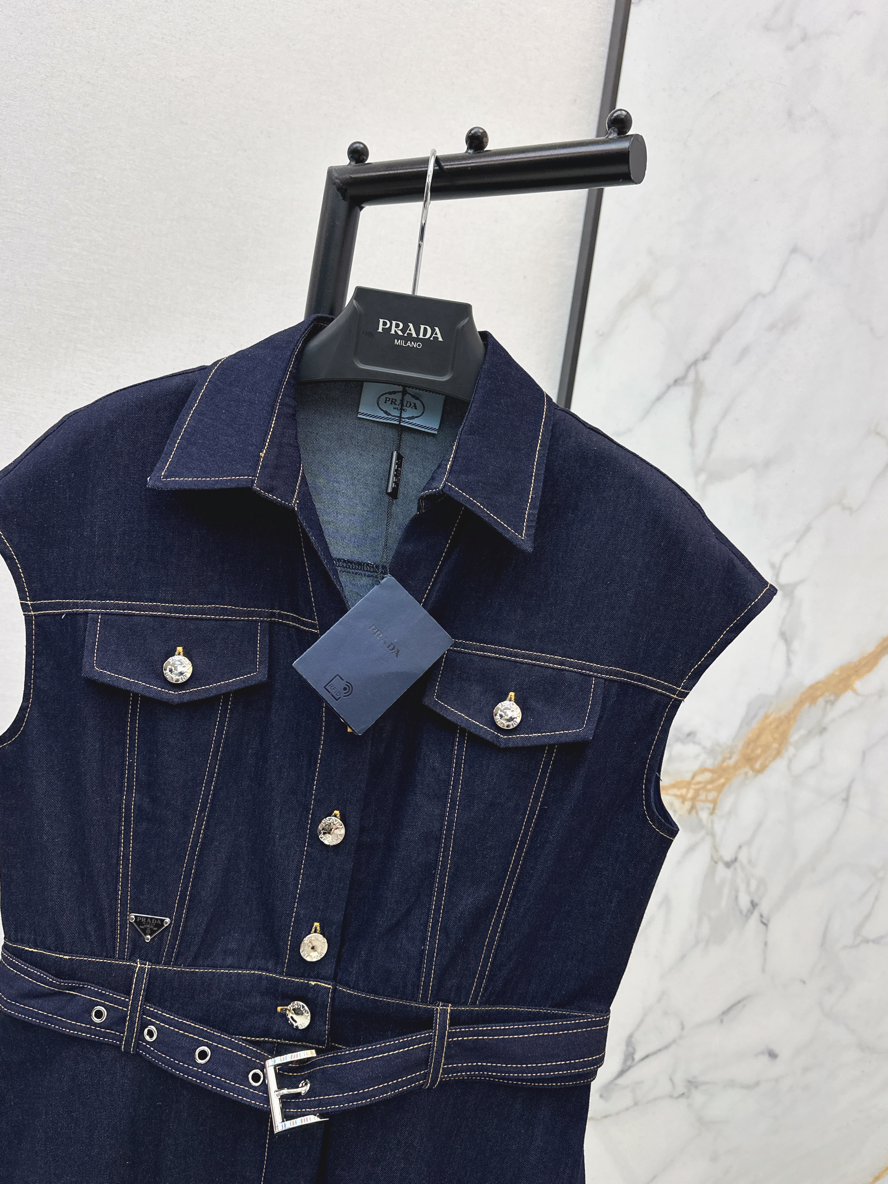 Pra 26ss denim sleeveless dress