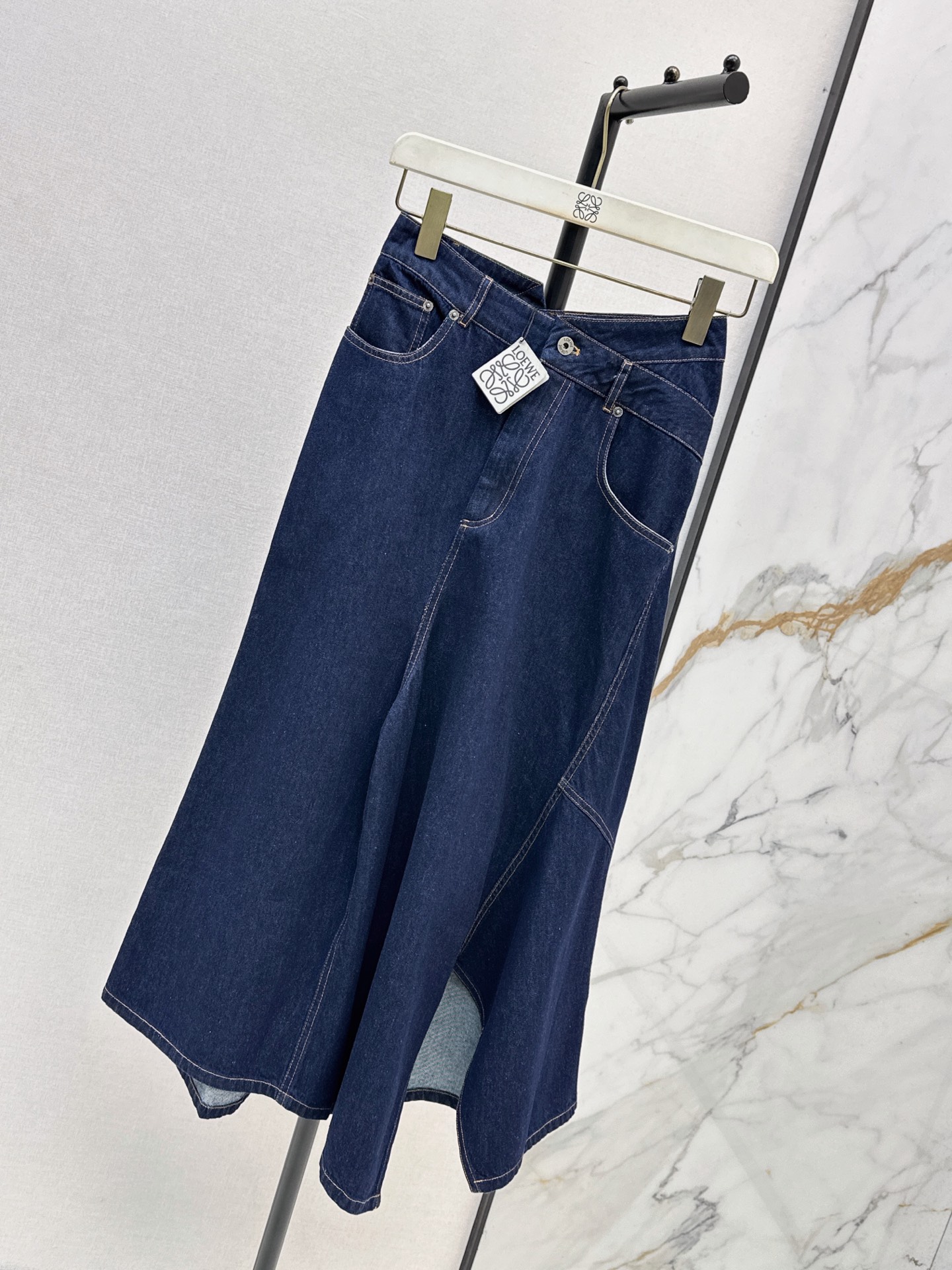 Loe 26ss asymmetrical denim skirt