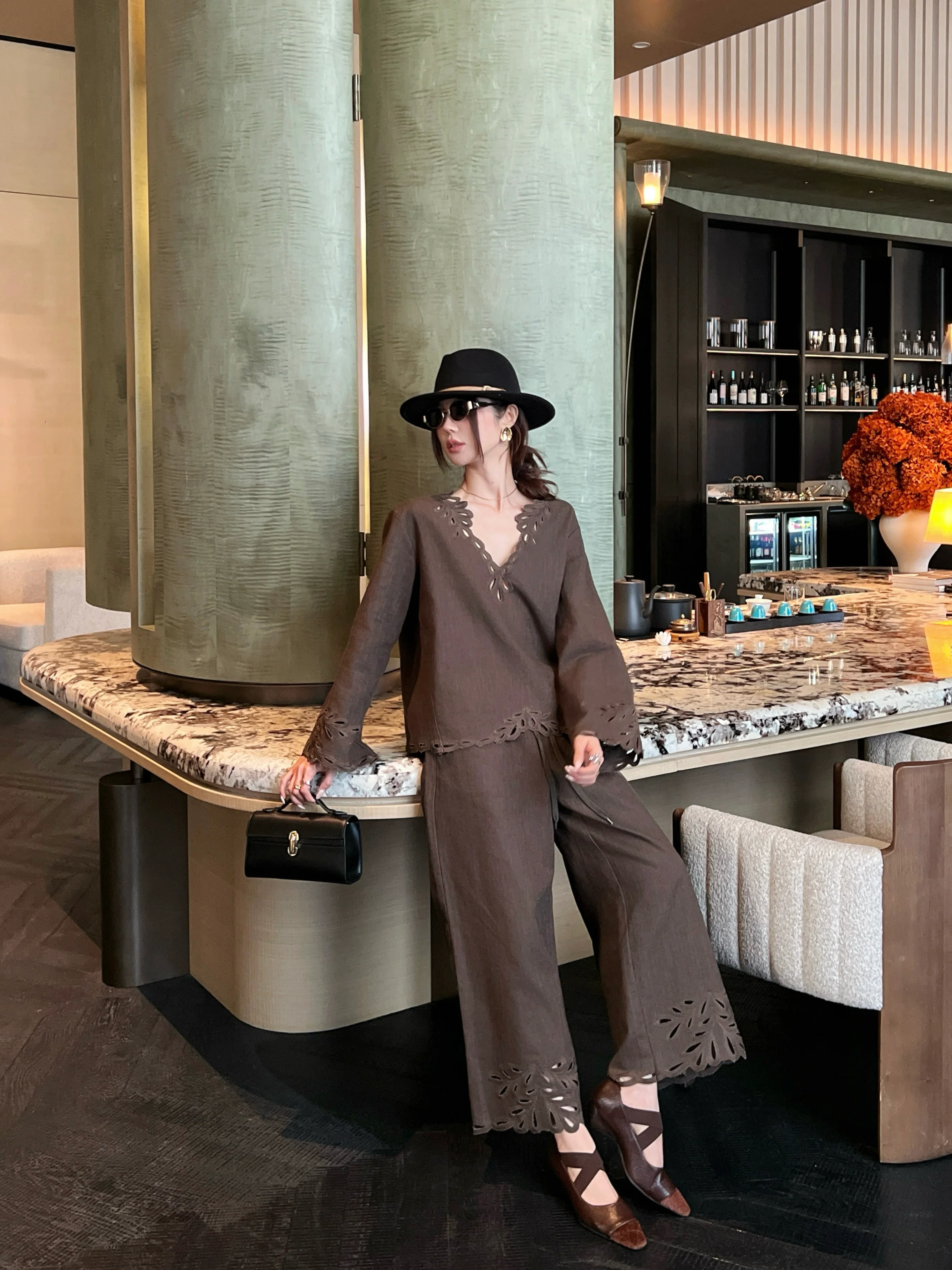 Max 26ss embroidery flounce sleeve  top