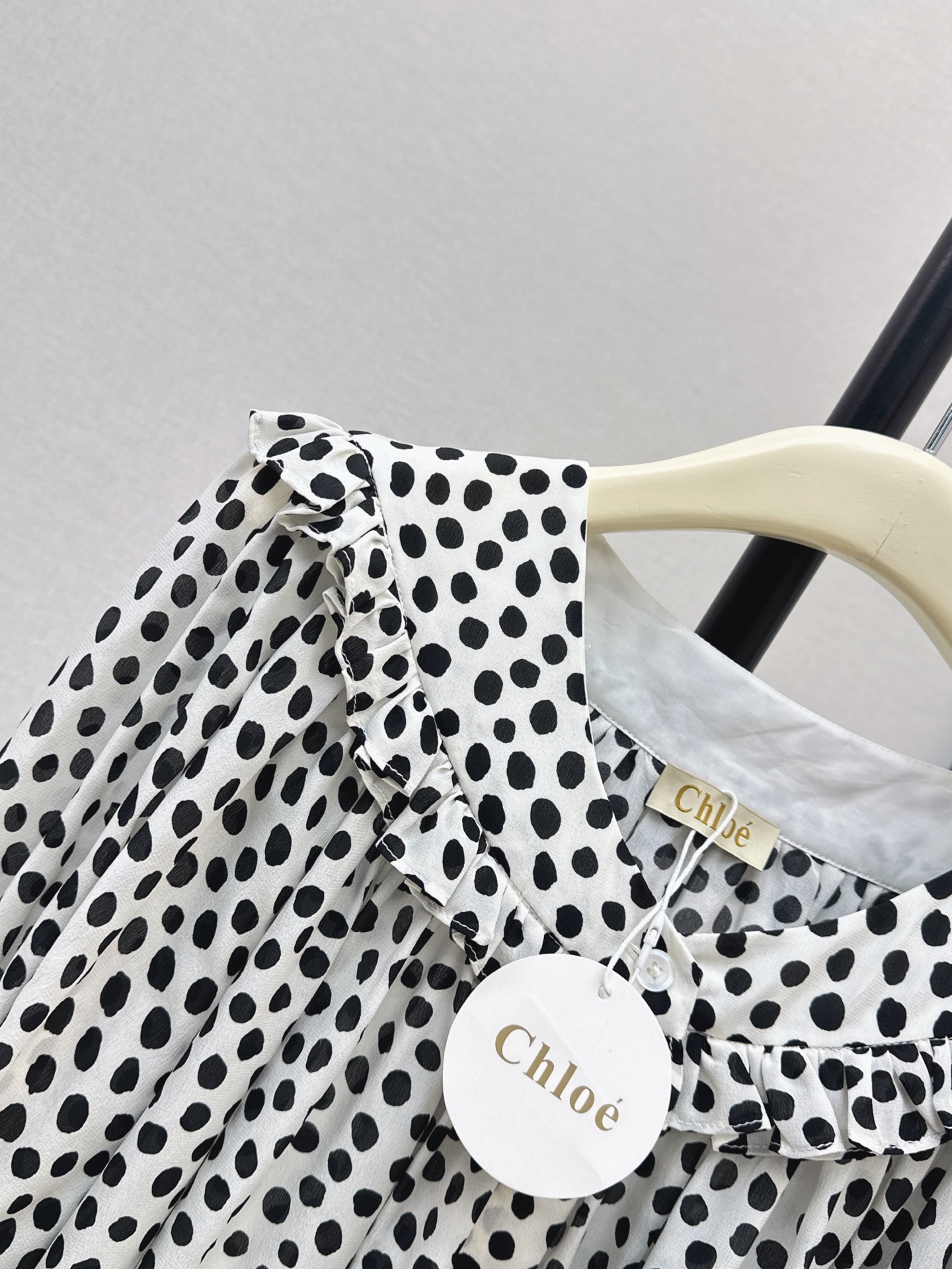 Chlo 26ss Polka Dot Ruffle Blouse