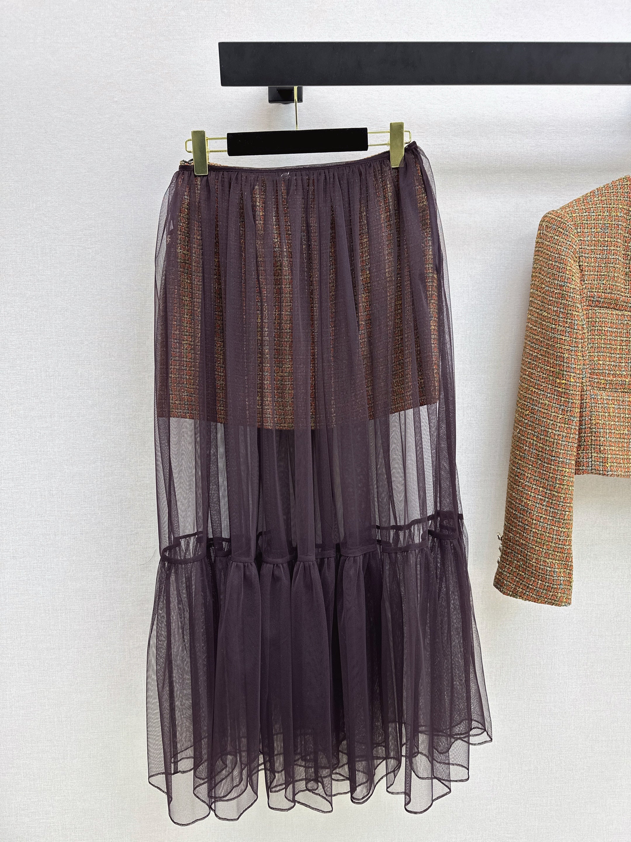 Chan 26ss woven mesh skirt