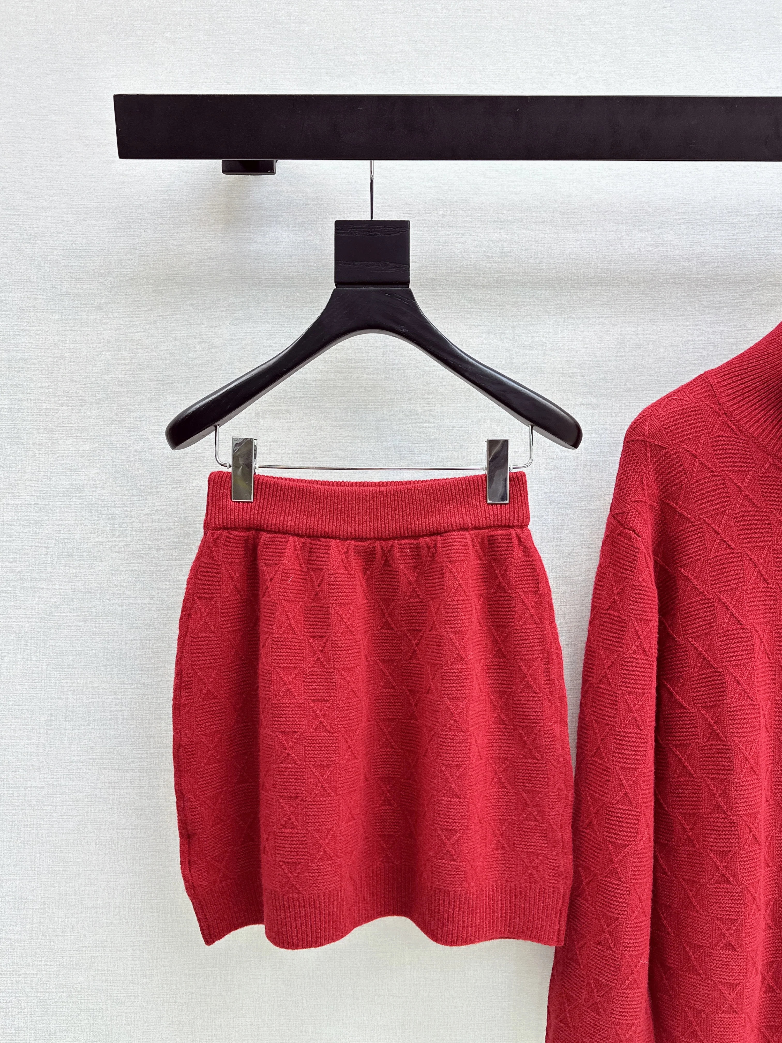 Miu 26ss jacquard knit sweater+skirts set