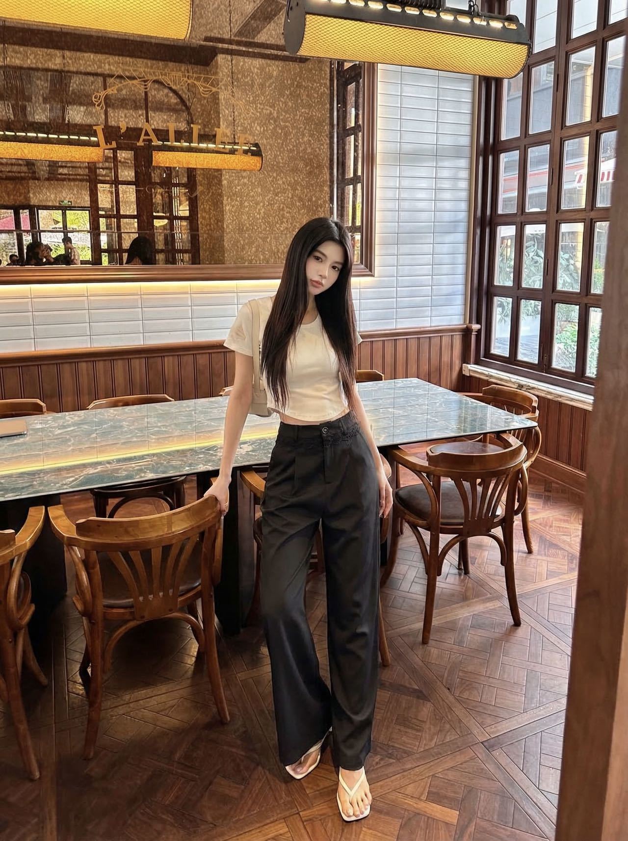 Chan 26ss contract lace pants