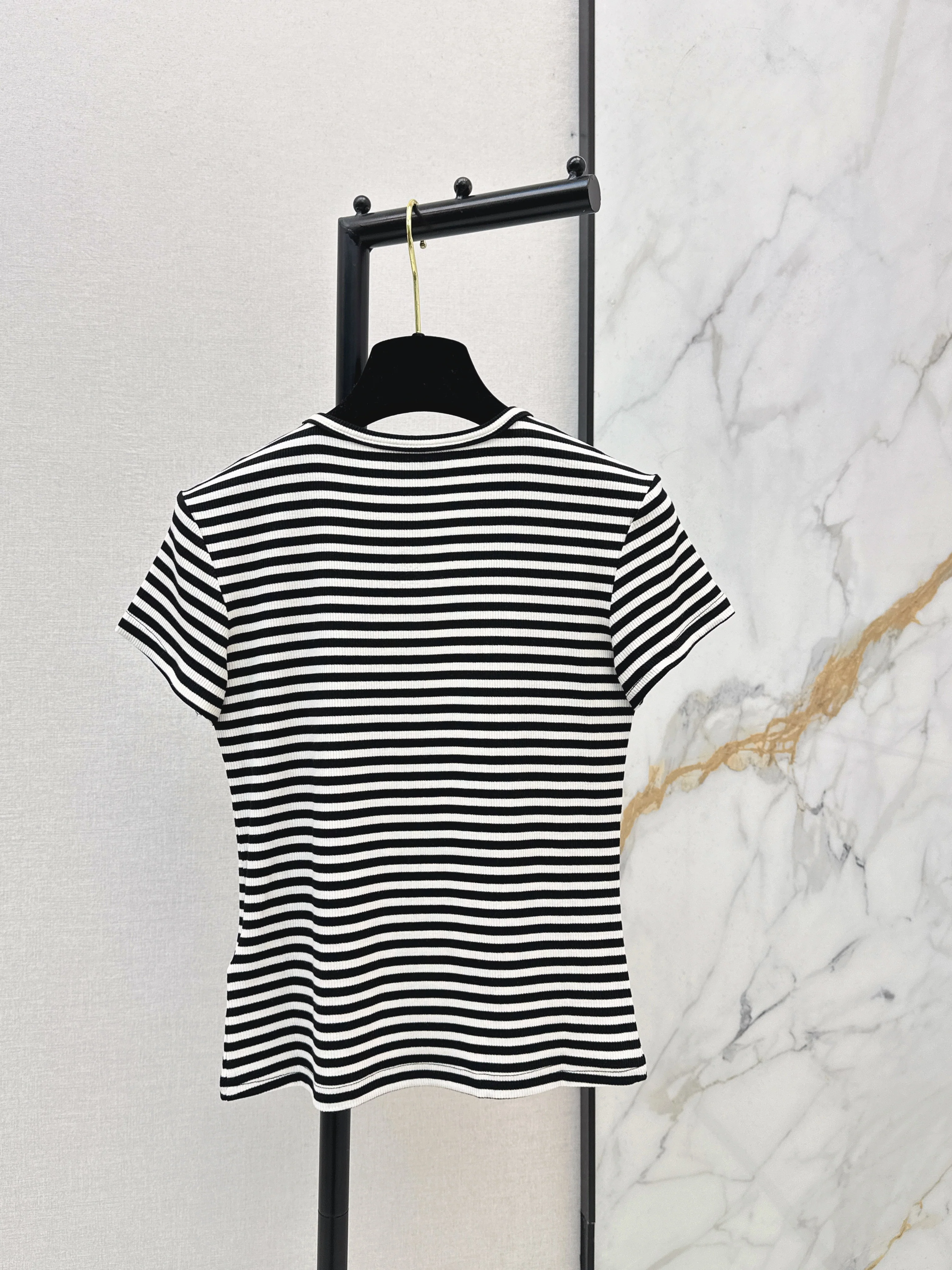Chan 26ss stripe beading t-shirts