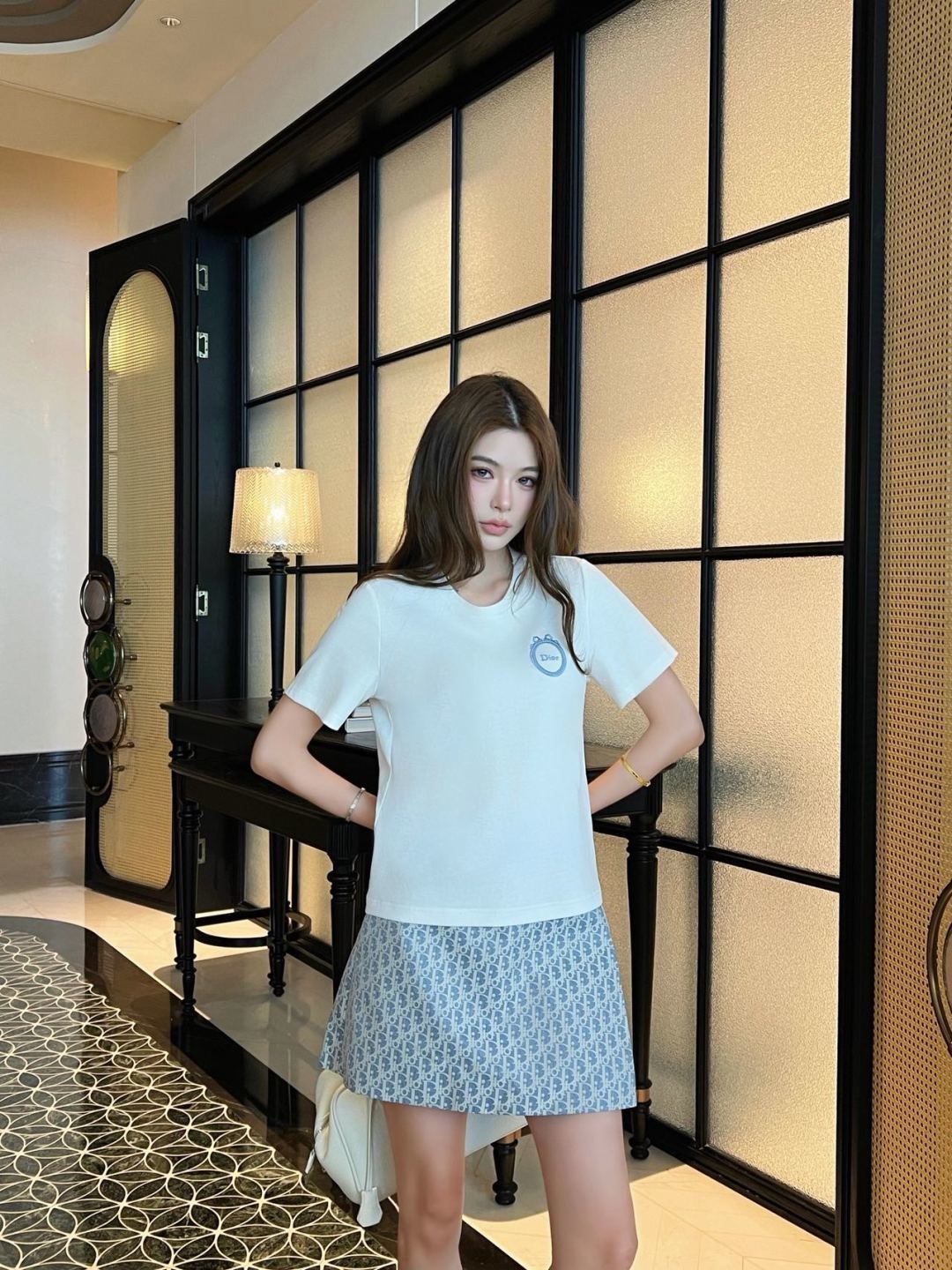 CD 26ss embroidery t-shirt print skirt set